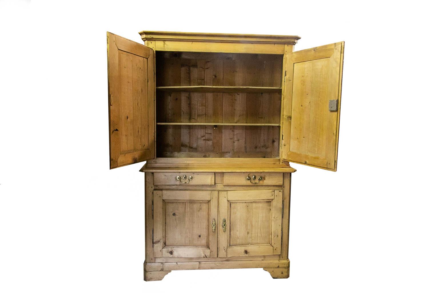 Mid-19th Century French Pine Stepback Cupboard