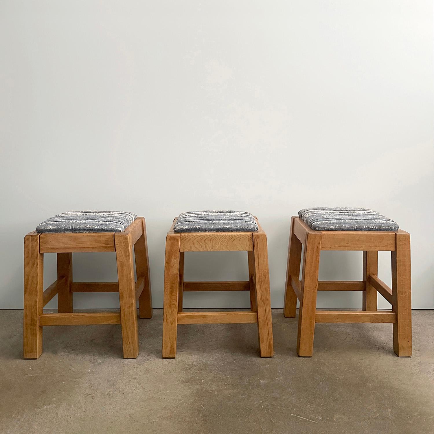 French Pine Stools - 3 available In Good Condition For Sale In Los Angeles, CA