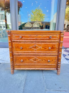 French pine with faux bamboo accents 3 drawer chest