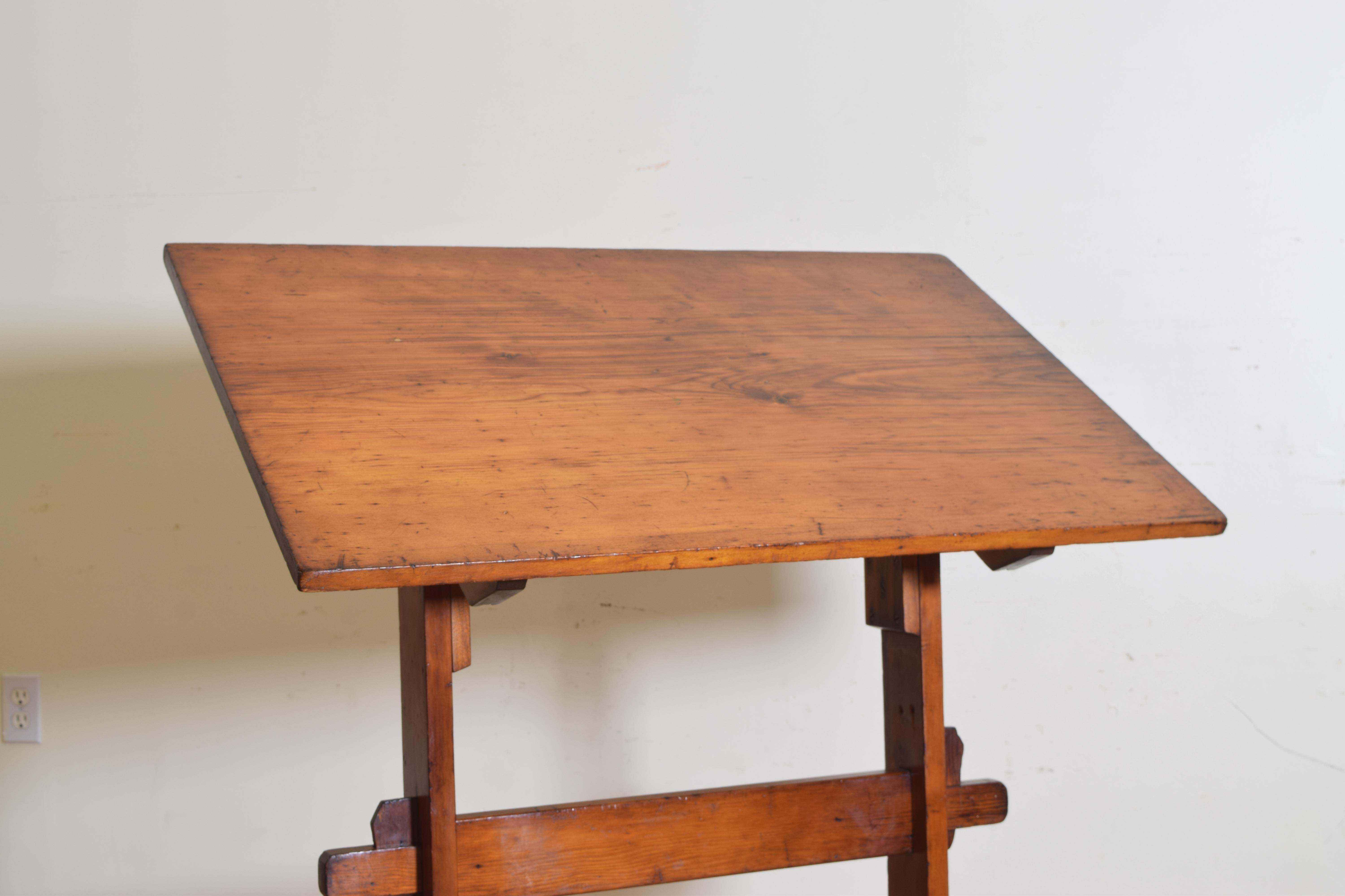 French Pinewood Adjustable Drafting Table or Desk, circa 1900 1