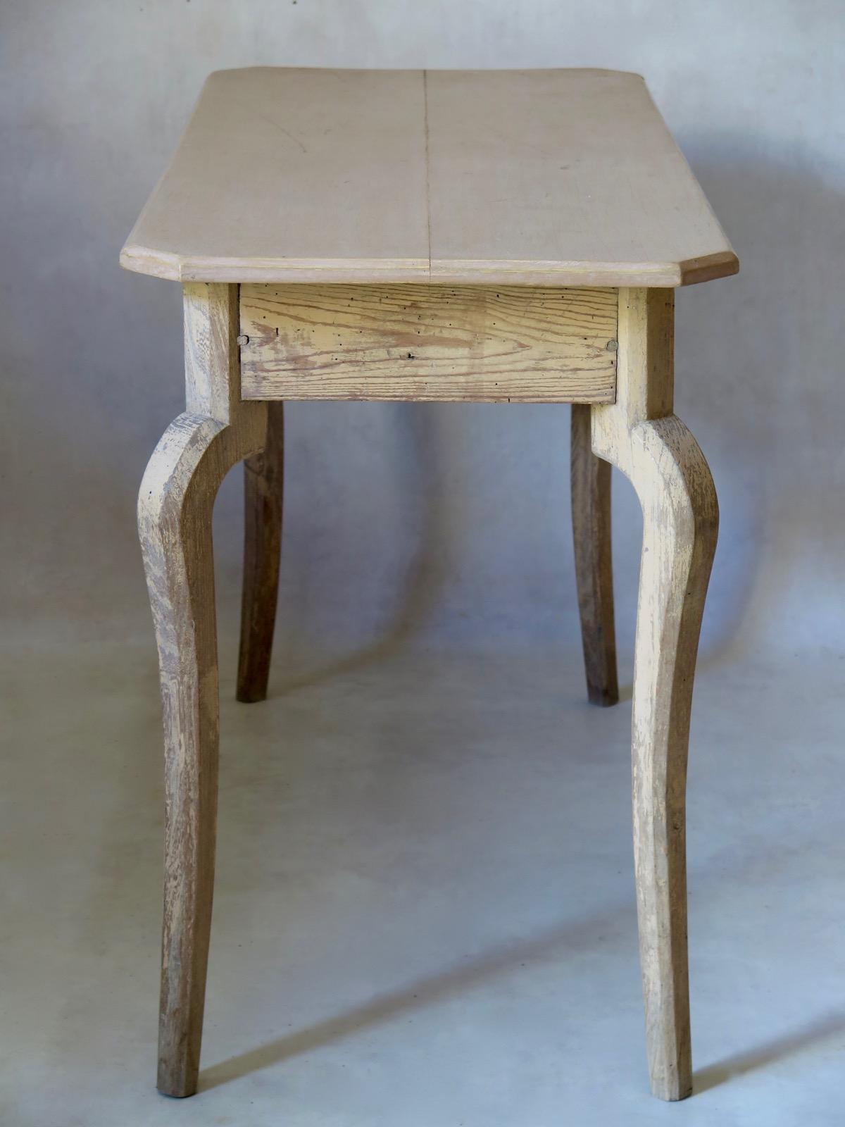 Rustic French Pinewood Console Table, Early 1900s