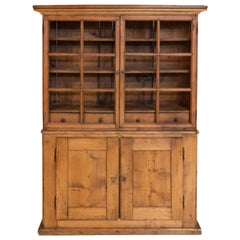 Antique French Pinewood Step Back Cupboard