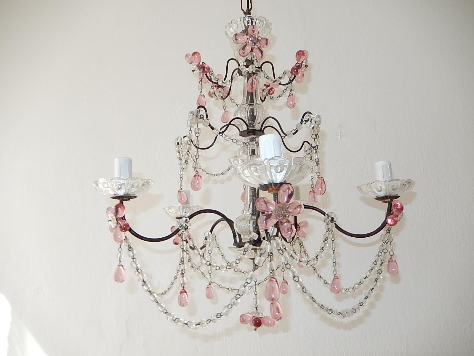 crystal chandelier pink