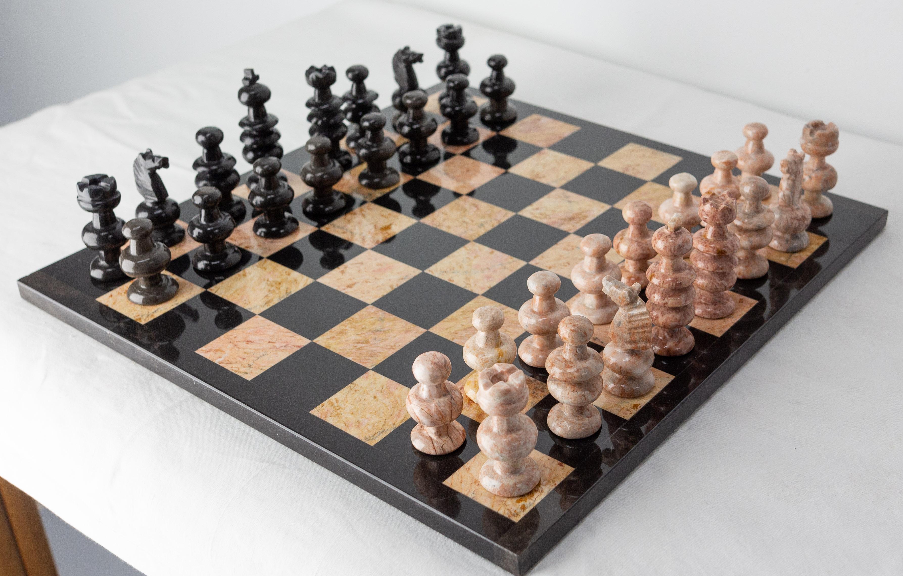 pink marble chess set