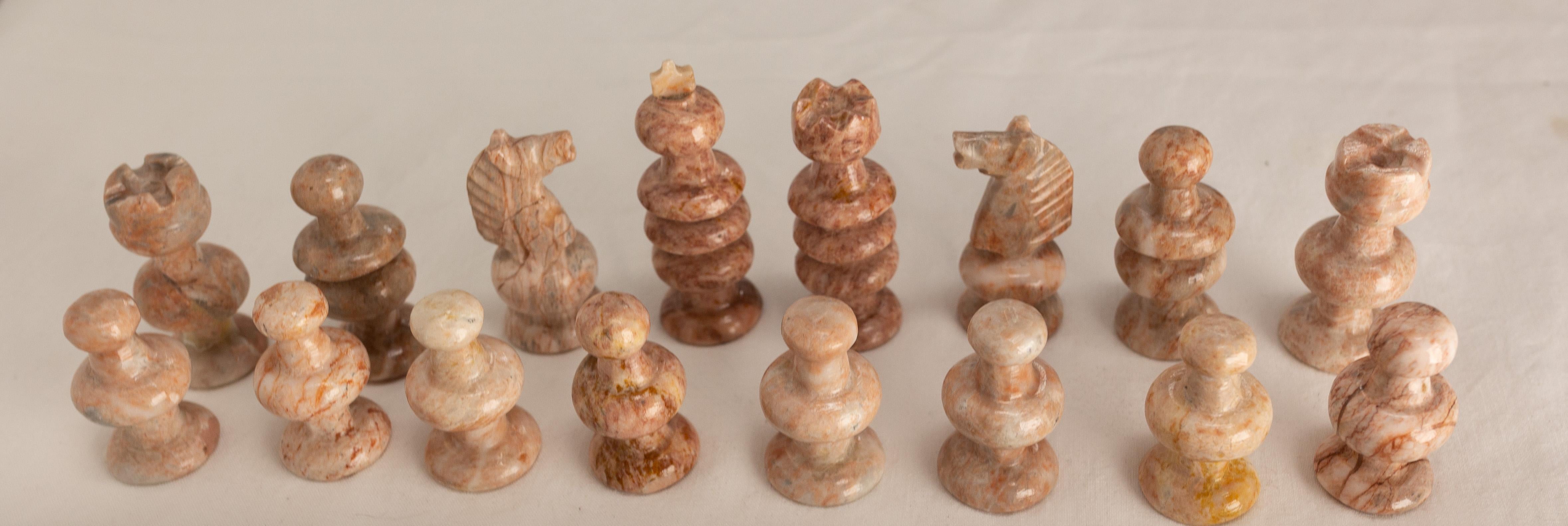 French Pink and Black Marble Chess, circa 1980 2