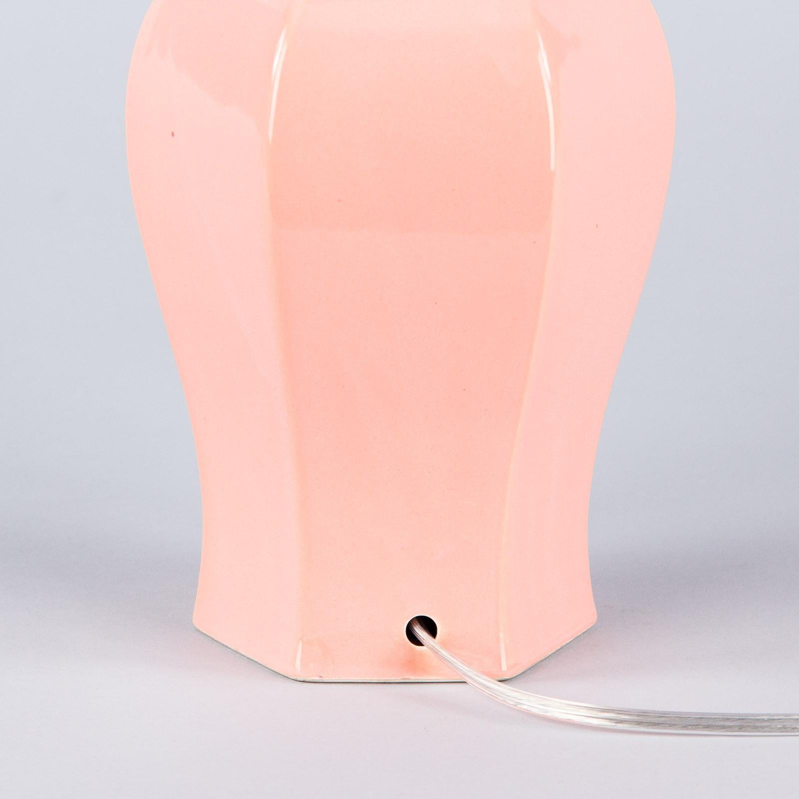 Mid-Century Modern French Pink Ceramic Lamp, 1960s