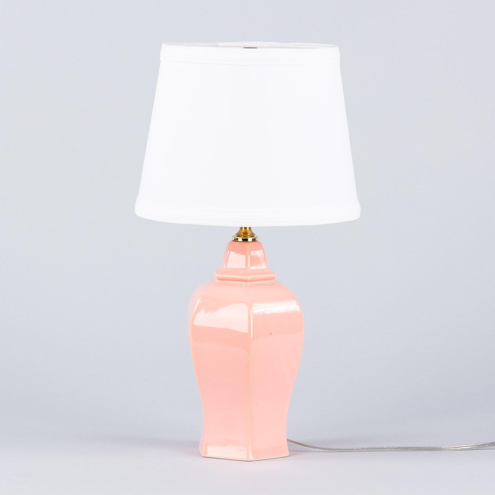 Mid-20th Century French Pink Ceramic Lamp, 1960s