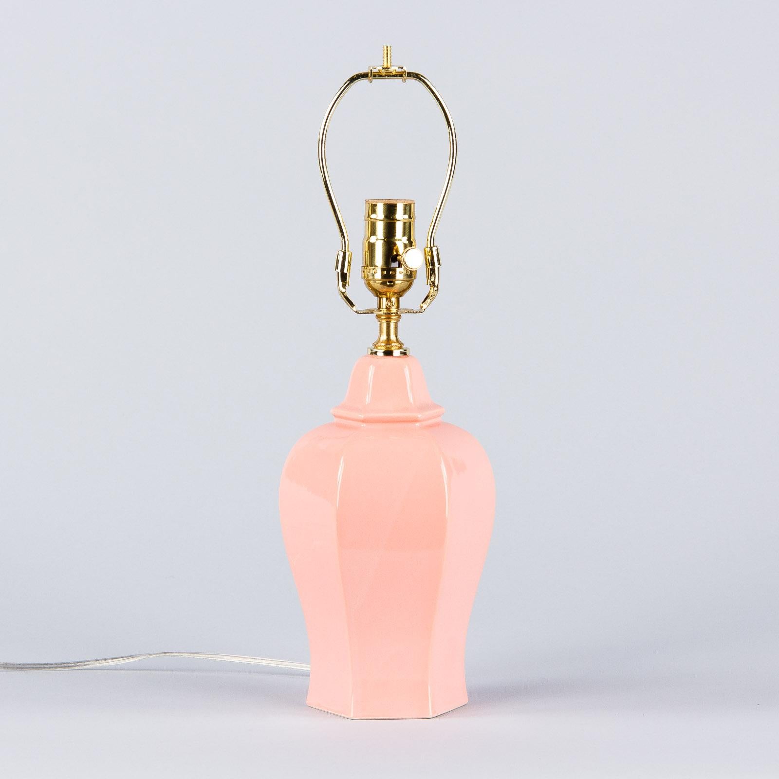 French Pink Ceramic Lamp, 1960s 1