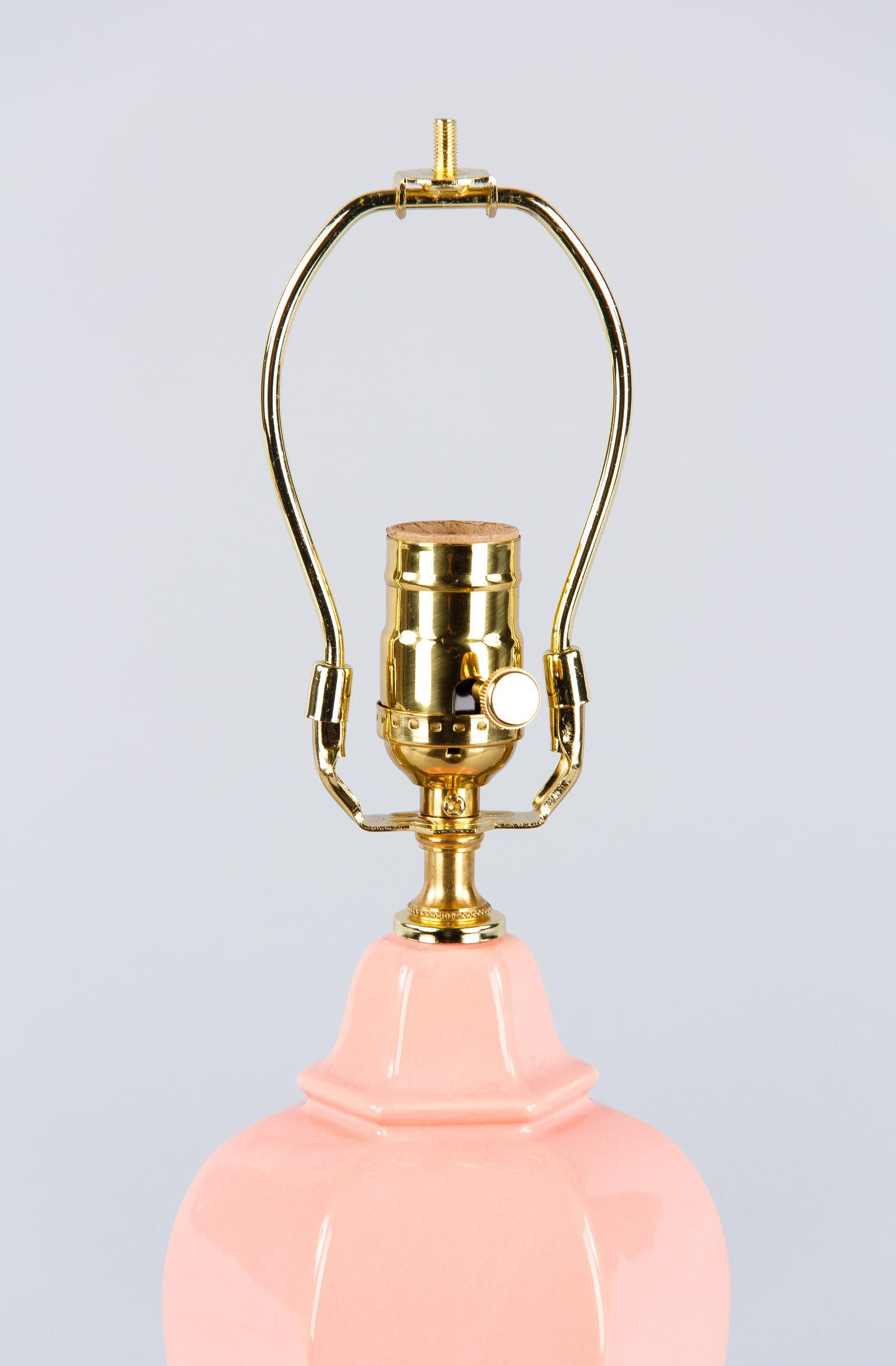 French Pink Ceramic Lamp, 1960s 2