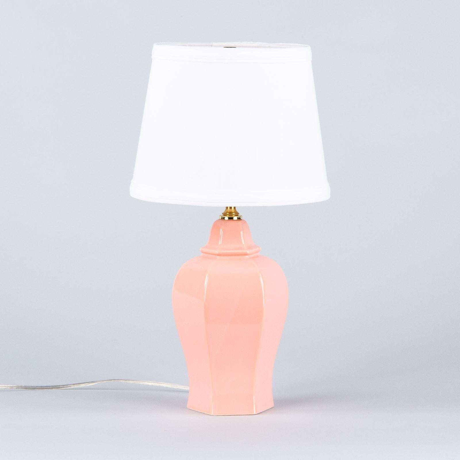 French Pink Ceramic Lamp, 1960s 3