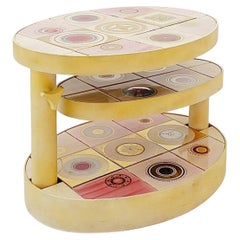 Tavolino girevole in ceramica rosa francese di Georges Pelletier, anni '60