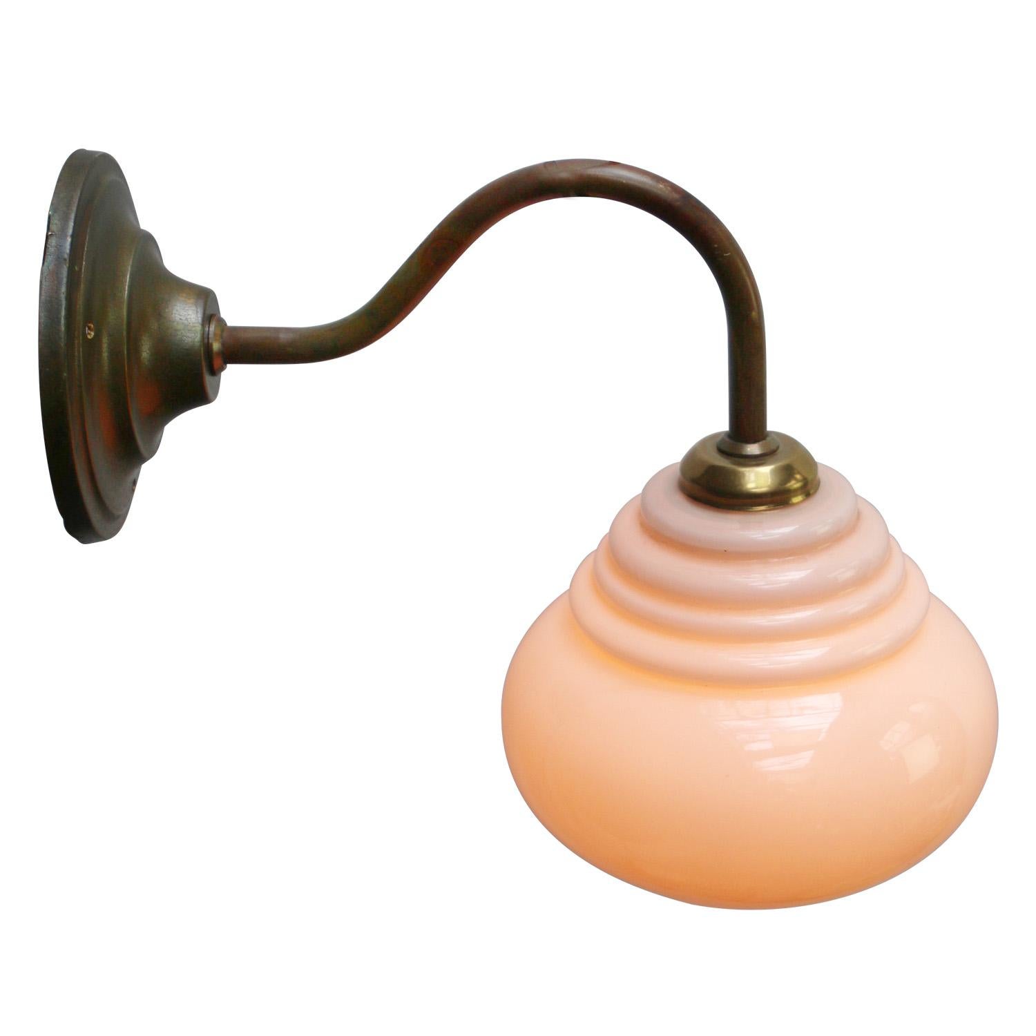 Industrial French Pink Clichy Glass Brass Sconces Wall Lamps
