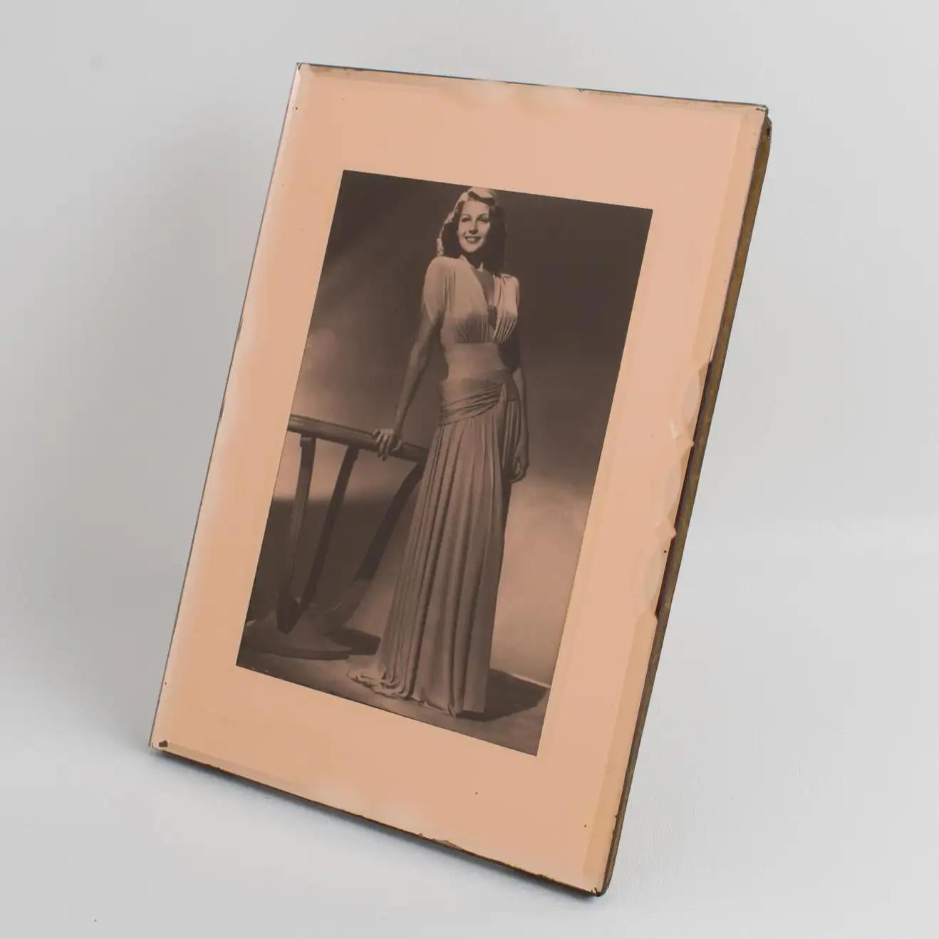 Art Deco French Pink Copper Mirror Picture Frame, 1940s