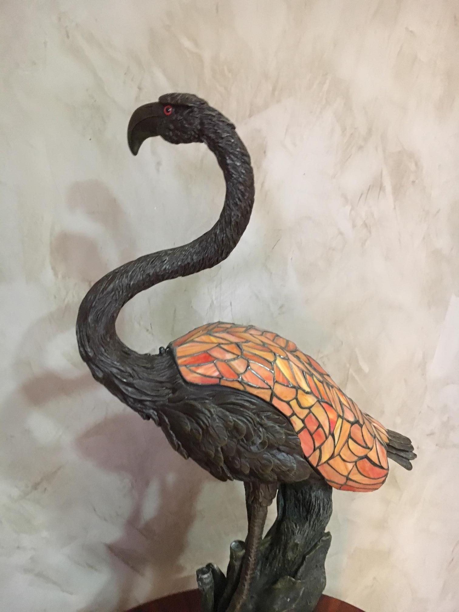 French Pink Flamingo Resin Lampe, 1980s 2