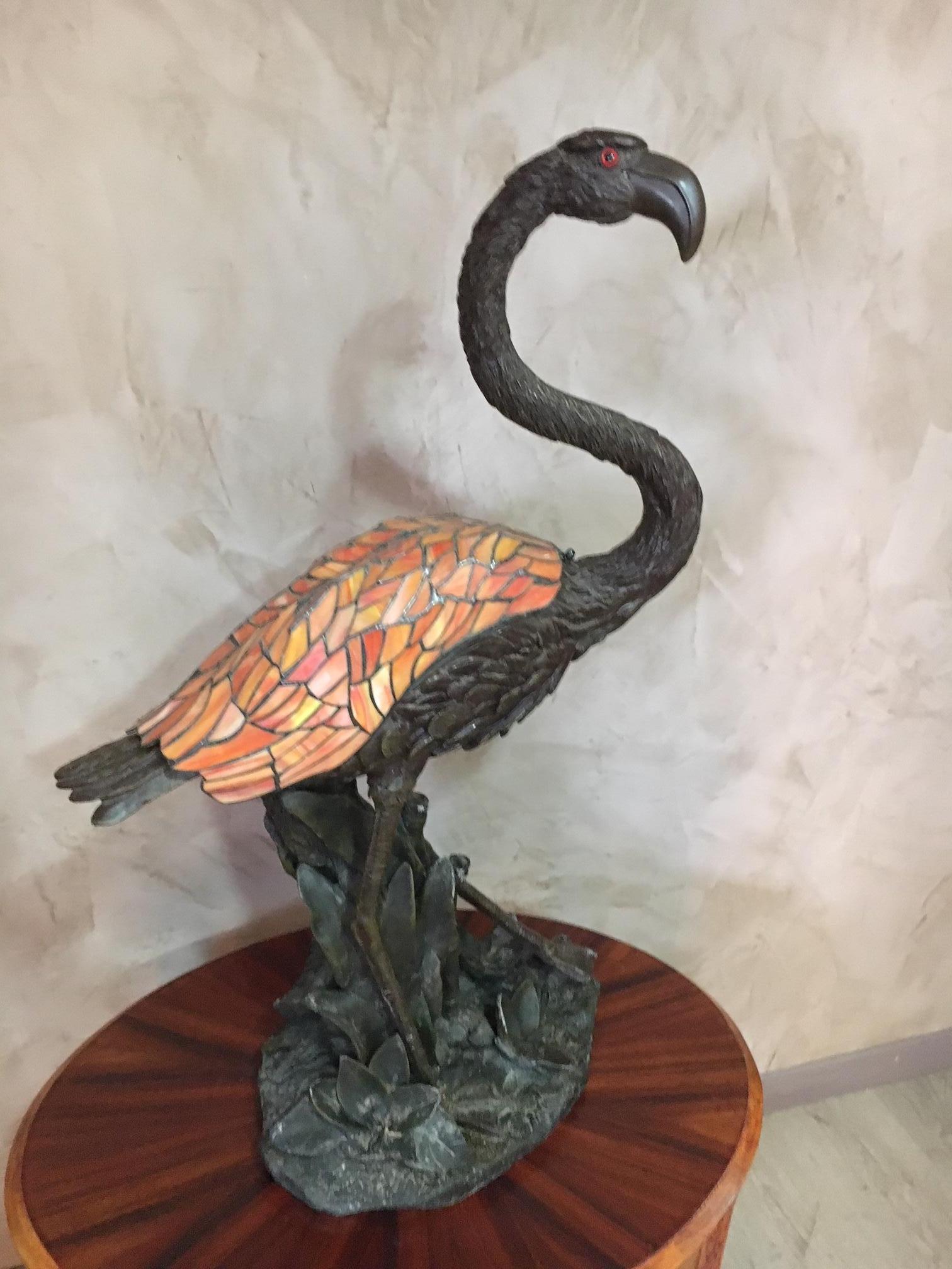 French Pink Flamingo Resin Lampe, 1980s 4