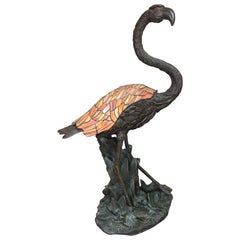 French Pink Flamingo Resin Lampe, 1980s