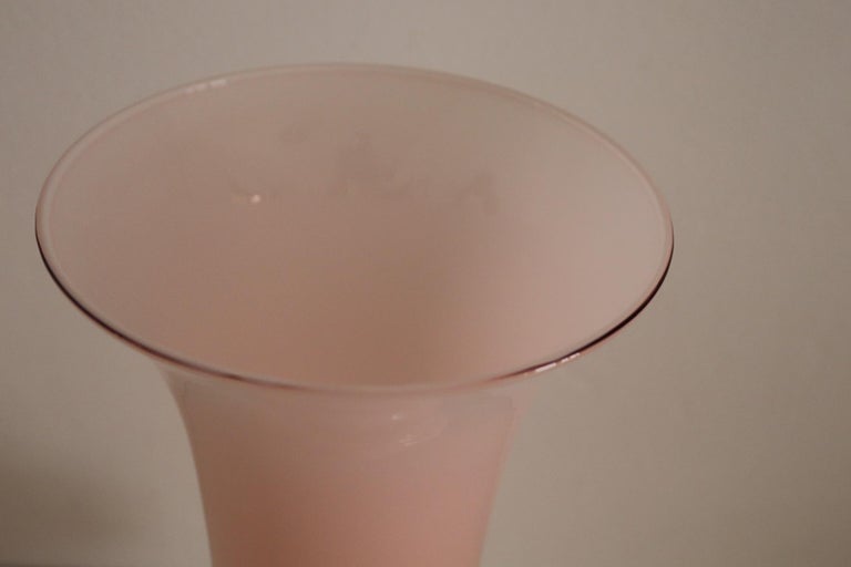 French Pink Flower Glass Vase Signed from Pierre Cardin, 1980s For Sale 7