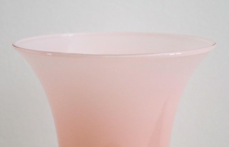 French Pink Flower Glass Vase Signed from Pierre Cardin, 1980s For Sale 2