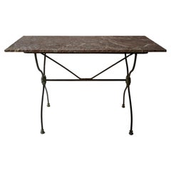 French Pink Marble and Iron garden console table 