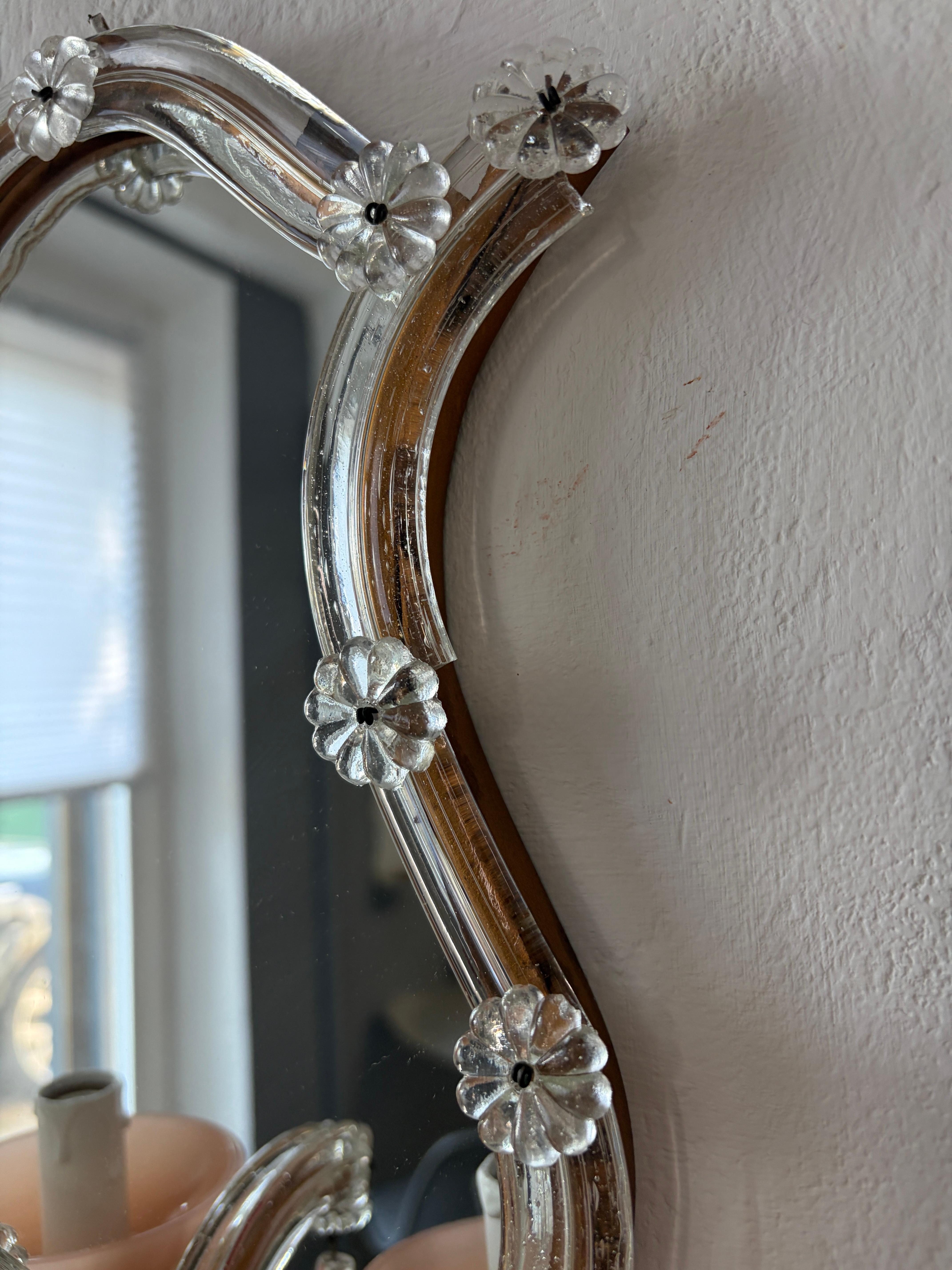 Applique francesi in vetro di Murano con gocce opaline rosa, circa 1920 in vendita 7