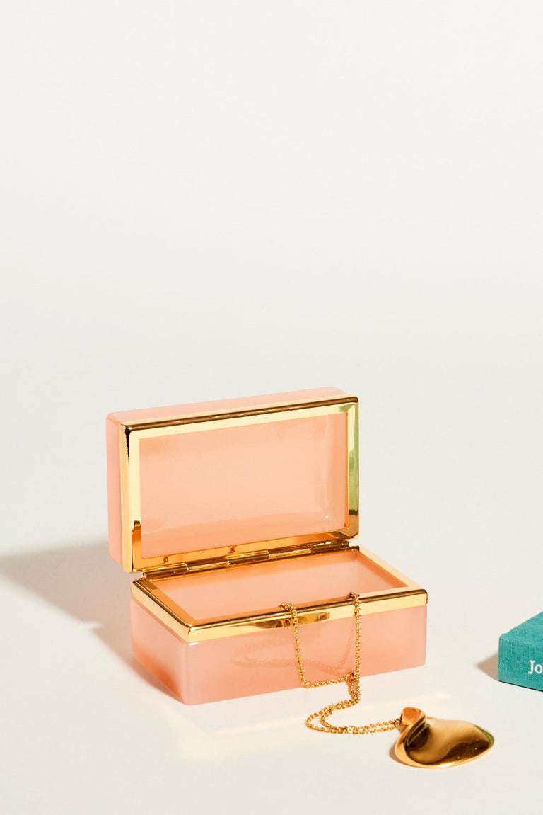 French Pink Opaline Glass Jewelry Box at 1stDibs