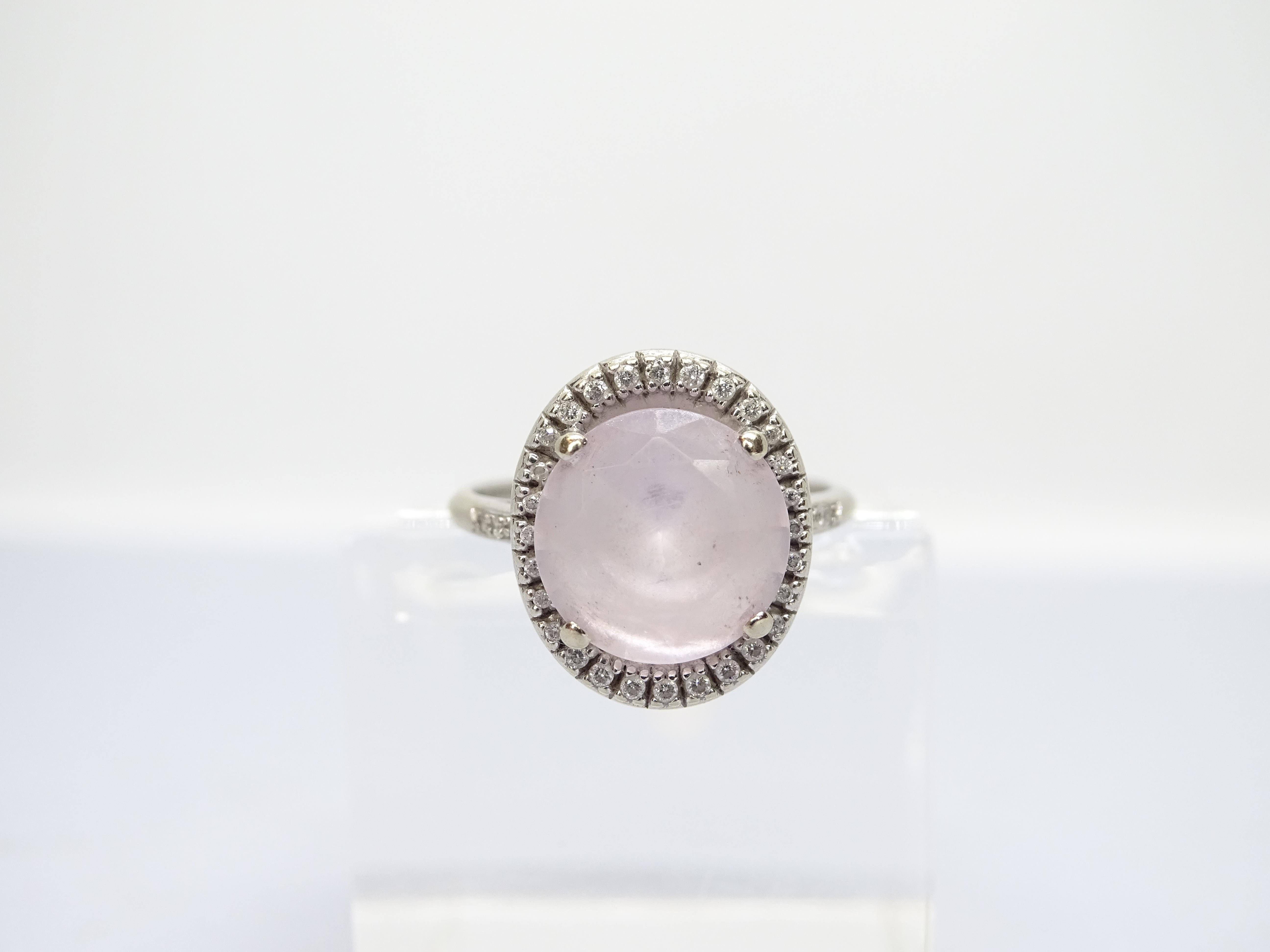 French pink Ring amethyst  diamonds 0.31 Ct. 18K white gold, Maison Mauboussin For Sale 6