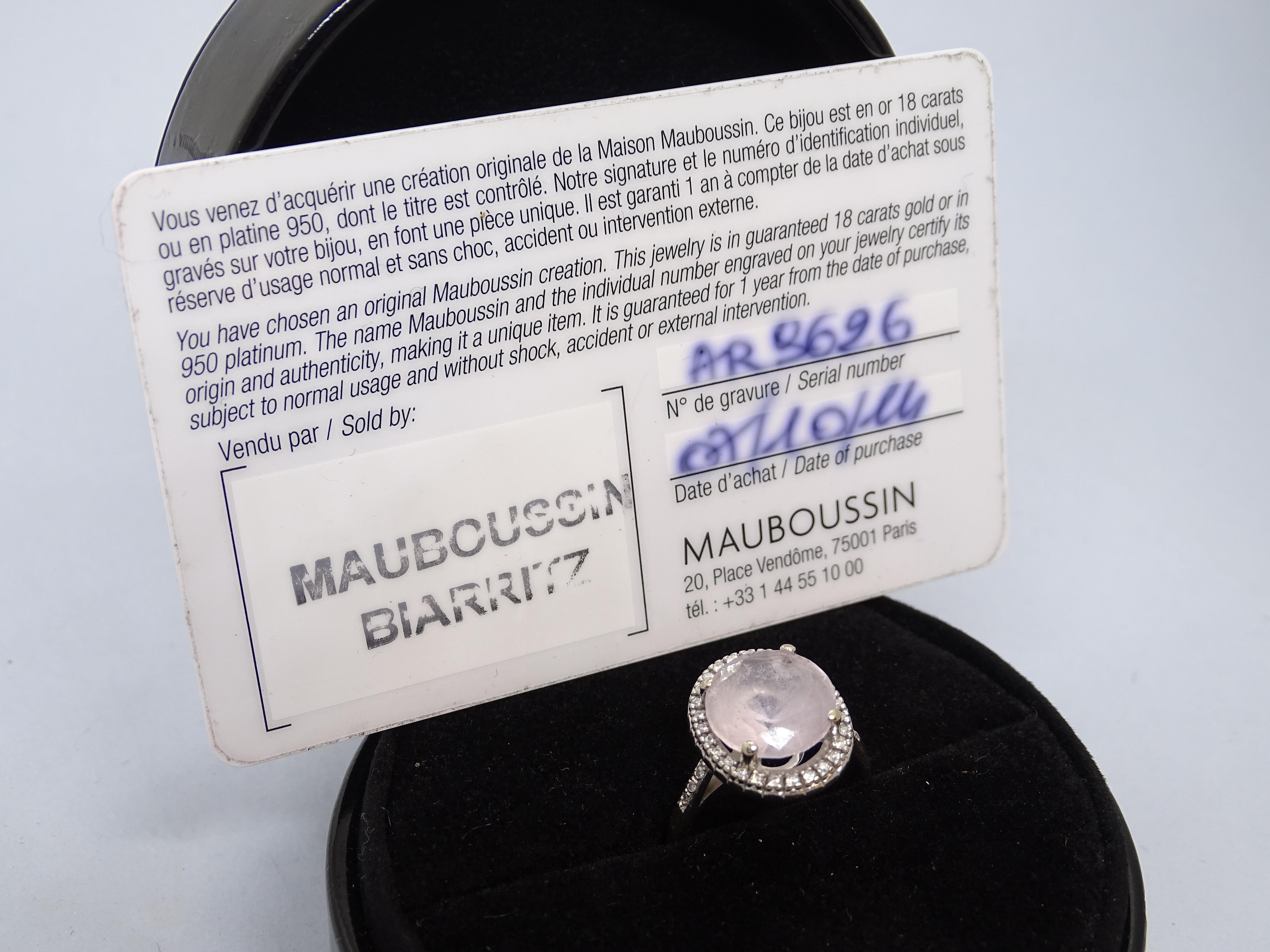Bague rose française  diamants 0.31 Ct. or blanc 18K, Maison Mauboussin en vente 14