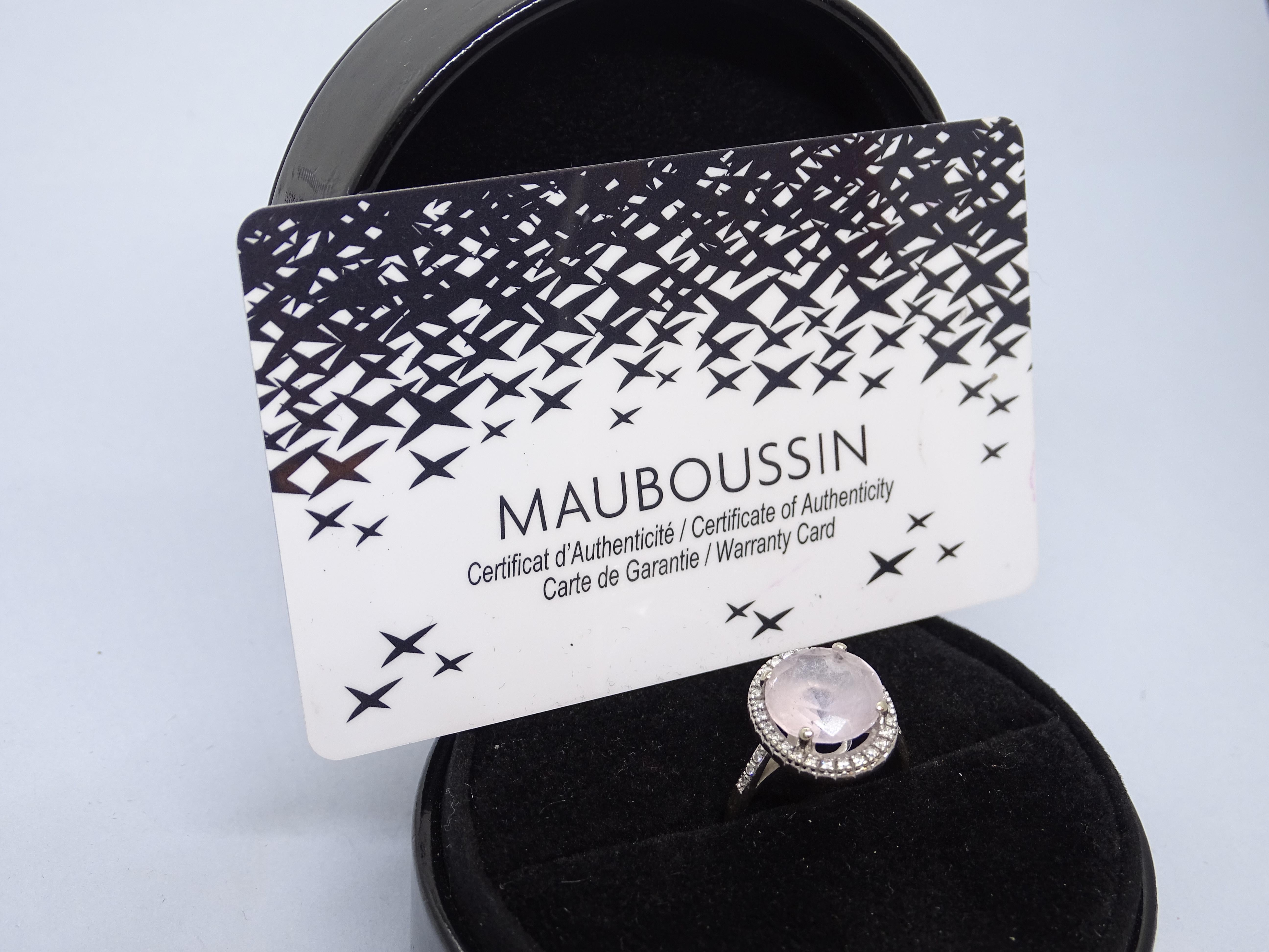 Bague rose française  diamants 0.31 Ct. or blanc 18K, Maison Mauboussin en vente 1