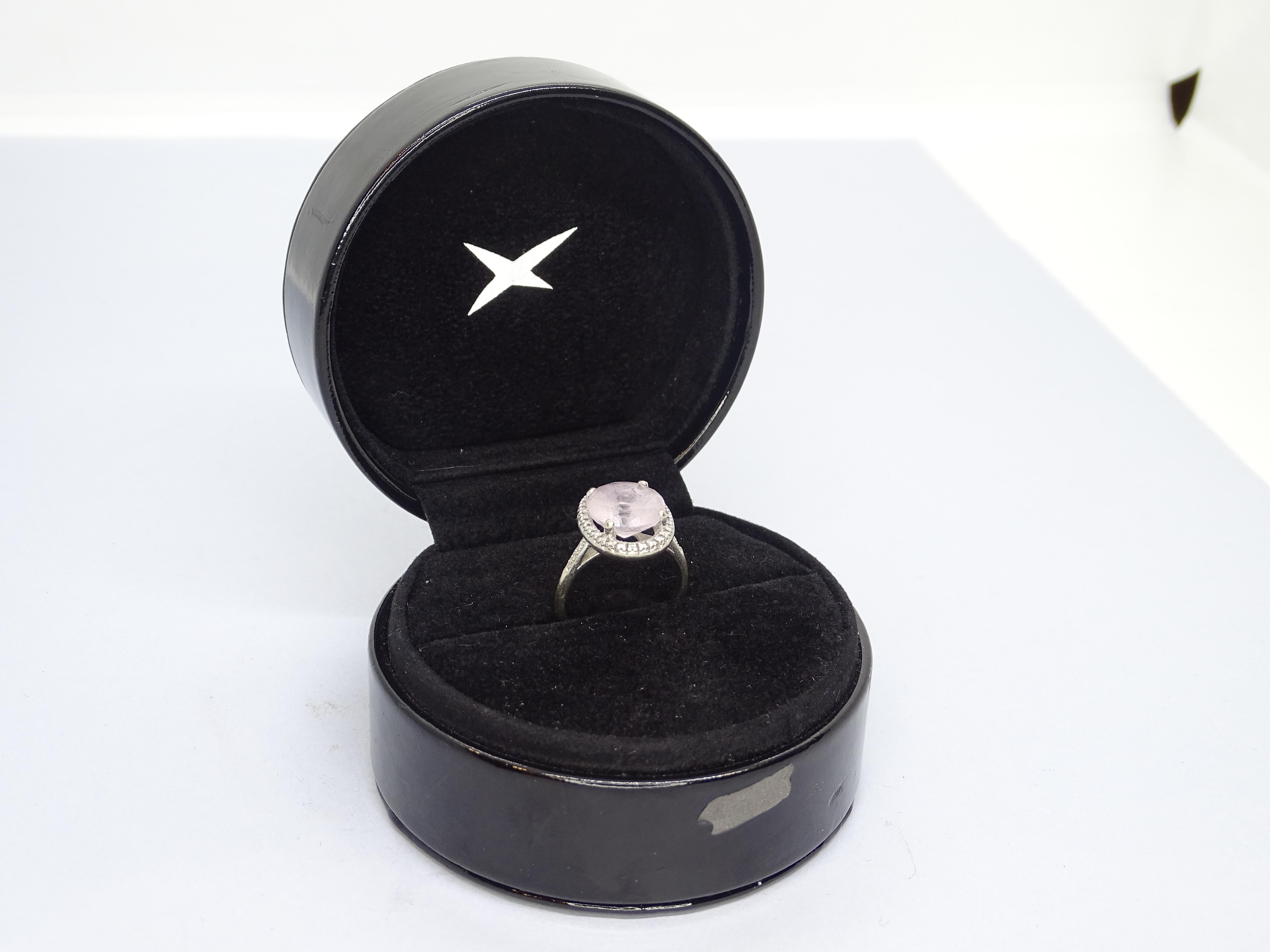 French pink Ring amethyst  diamonds 0.31 Ct. 18K white gold, Maison Mauboussin For Sale 2