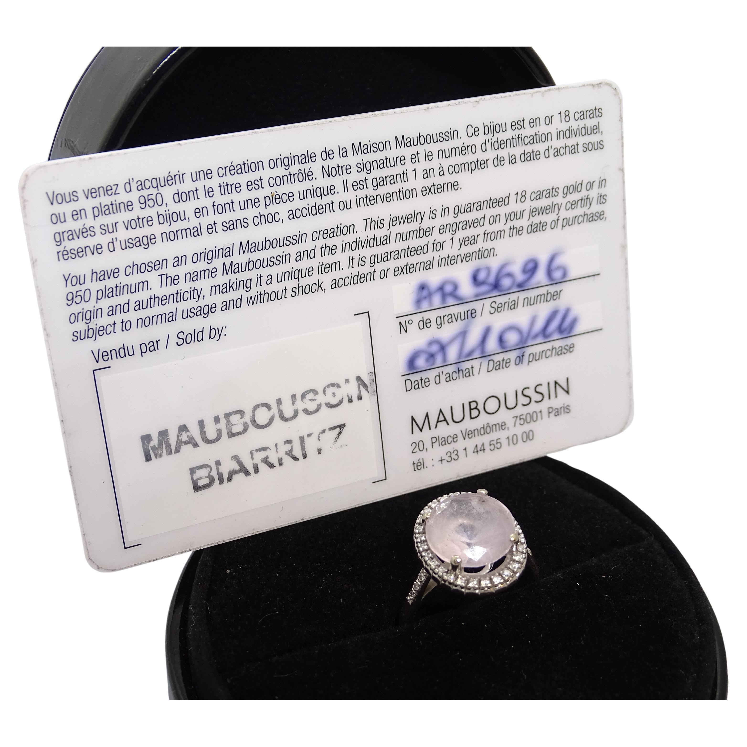 French pink Ring amethyst  diamonds 0.31 Ct. 18K white gold, Maison Mauboussin For Sale