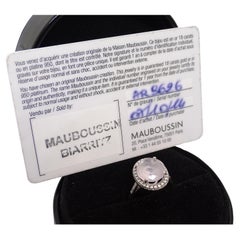 Vintage French pink Ring amethyst  diamonds 0.31 Ct. 18K white gold, Maison Mauboussin