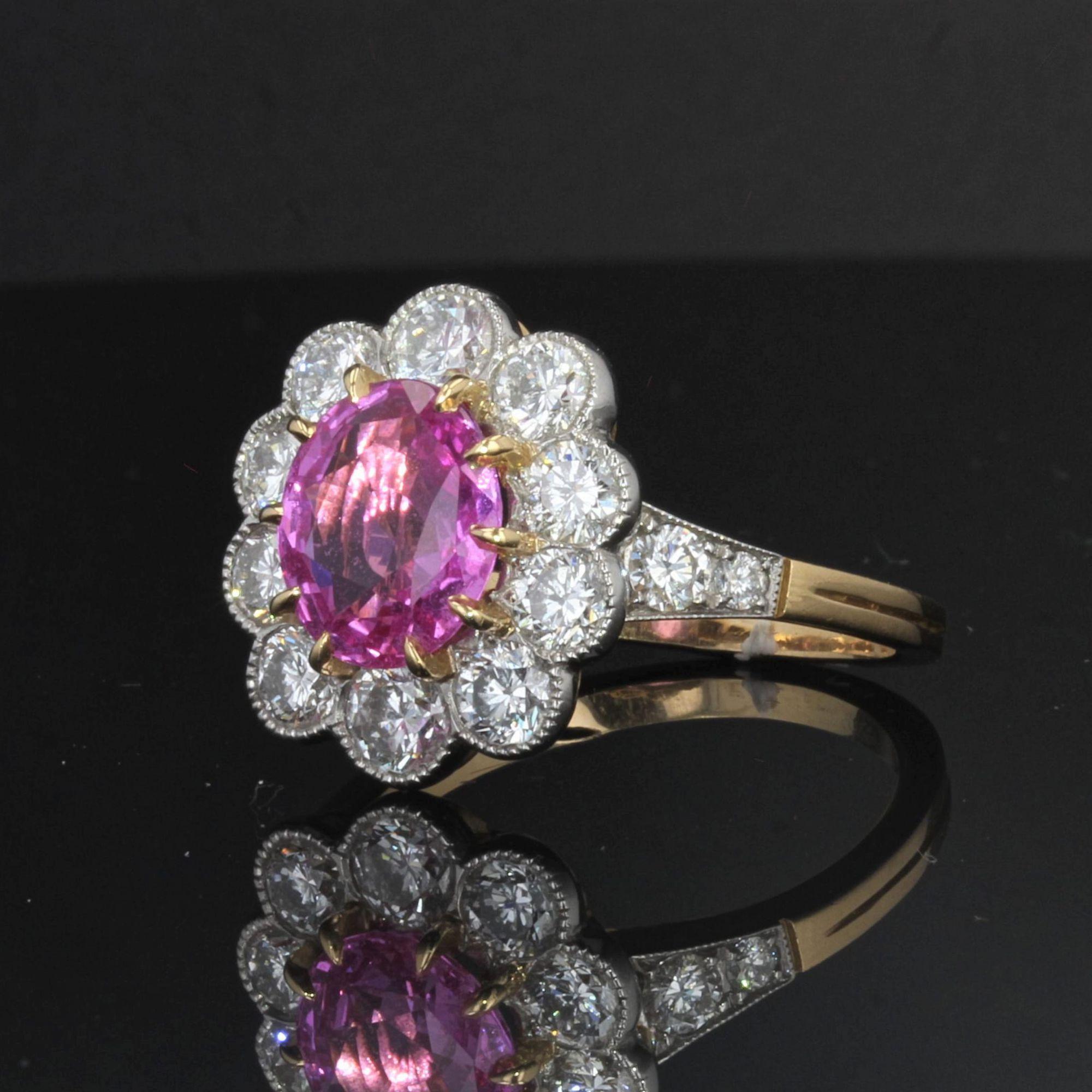 pink sapphire 18k gold ring