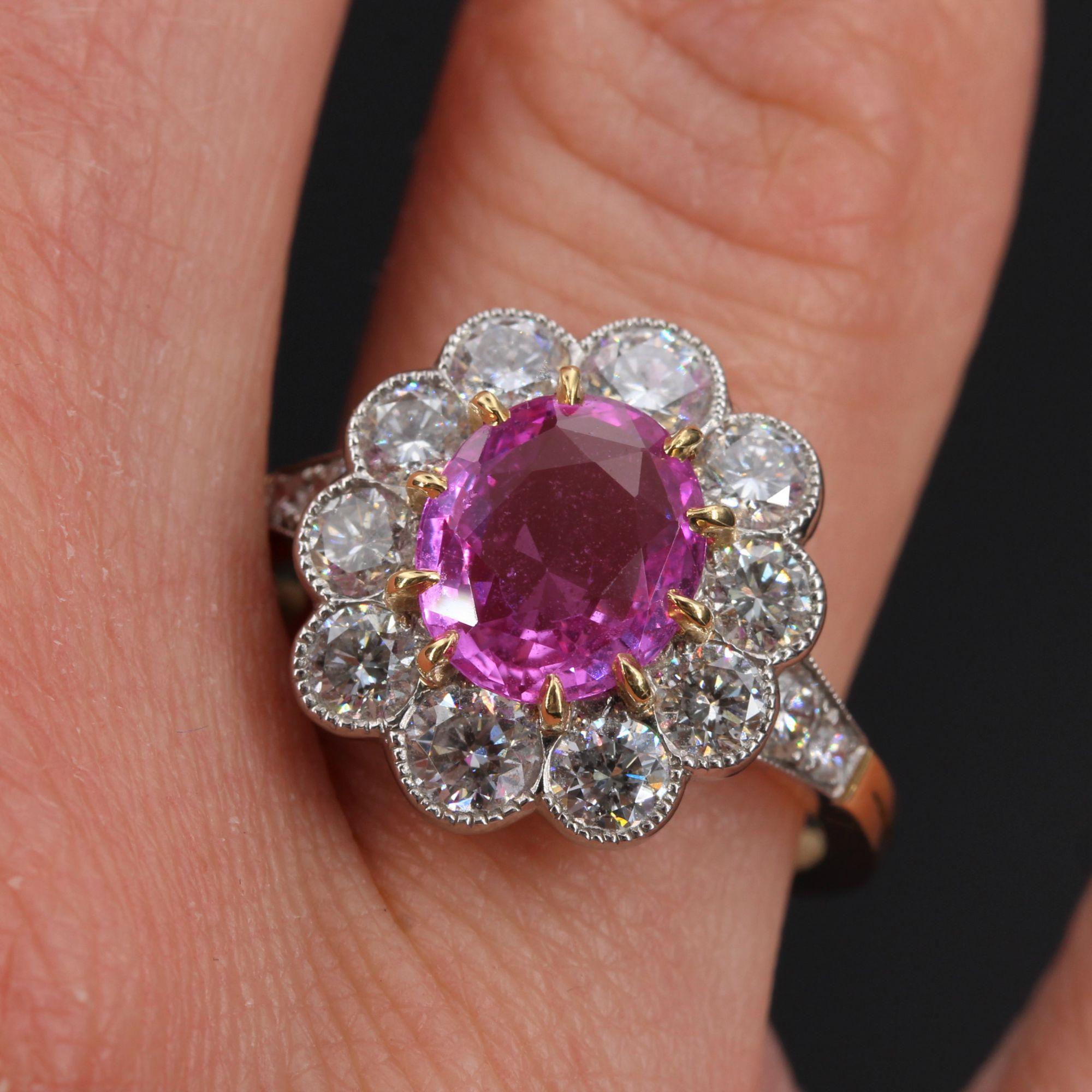 pink sapphire rings in yellow gold