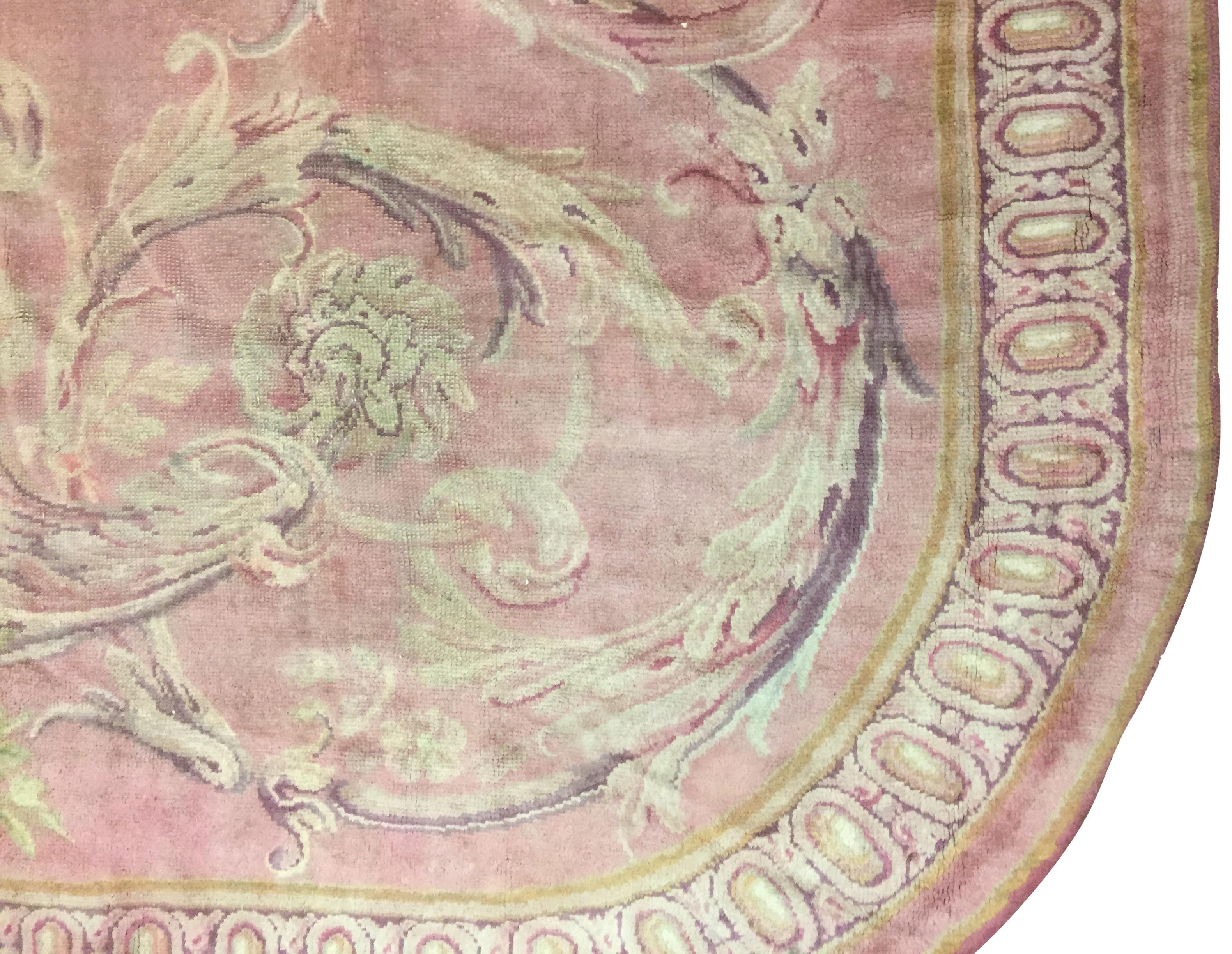 French Pink Savonnerie Rug Carpet For Sale 7