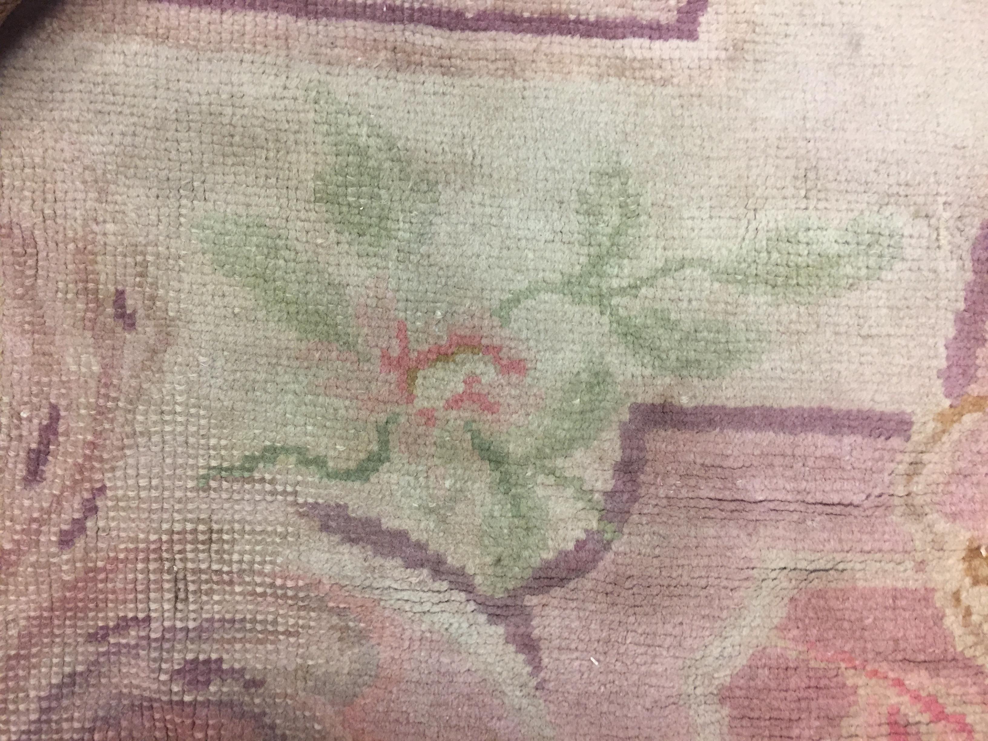 French Pink Savonnerie Rug Carpet For Sale 8