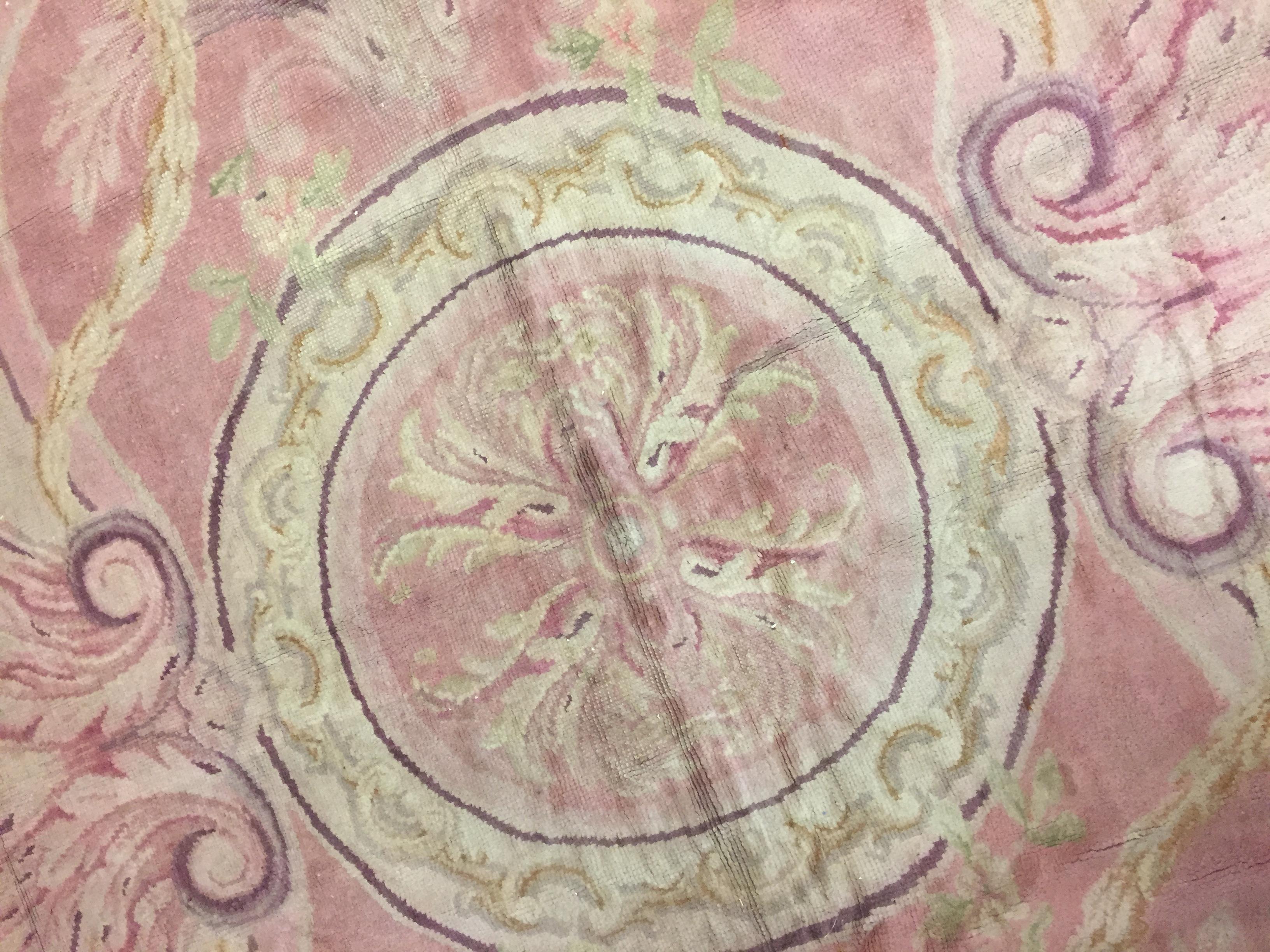 11' x 24'8. The French Savonnerie manufactory was the most prestigious European manufactory of knotted-pile carpets. Some early carpets broadly imitate Persian models, but the Savonnerie style soon settled into more purely French designs, pictorial