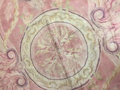 Antique French Pink Savonnerie 1' x 24' Rug Carpet