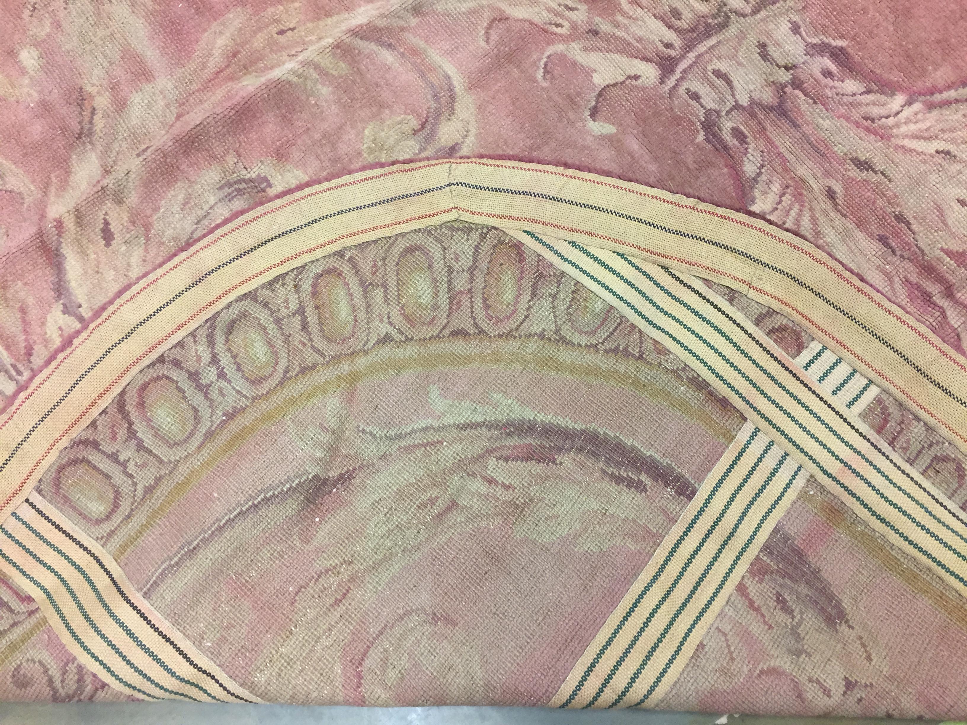 French Pink Savonnerie Rug Carpet For Sale 2