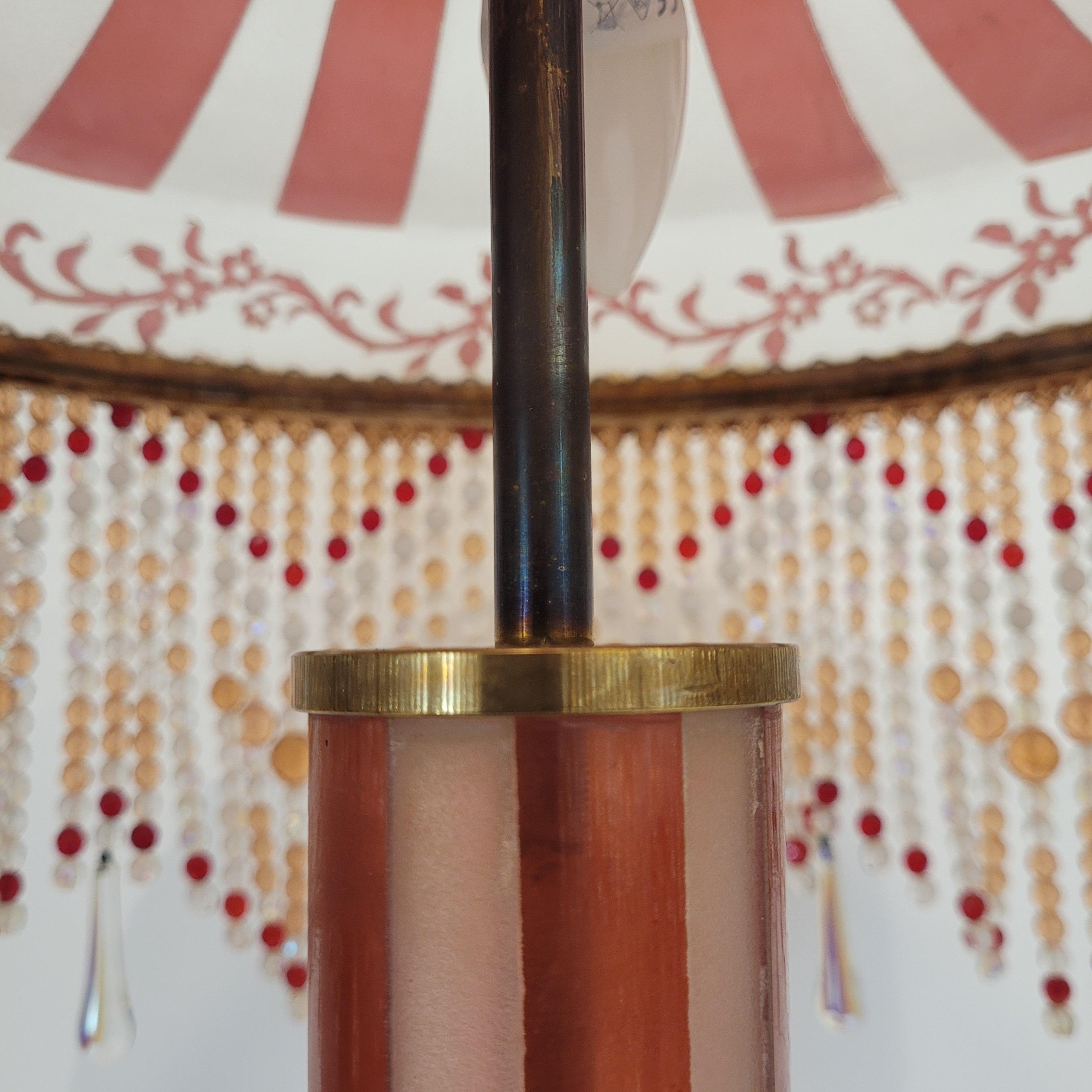 French Pink Vintage Suberville table lamp, Art Nouveau style, etched glass For Sale 7