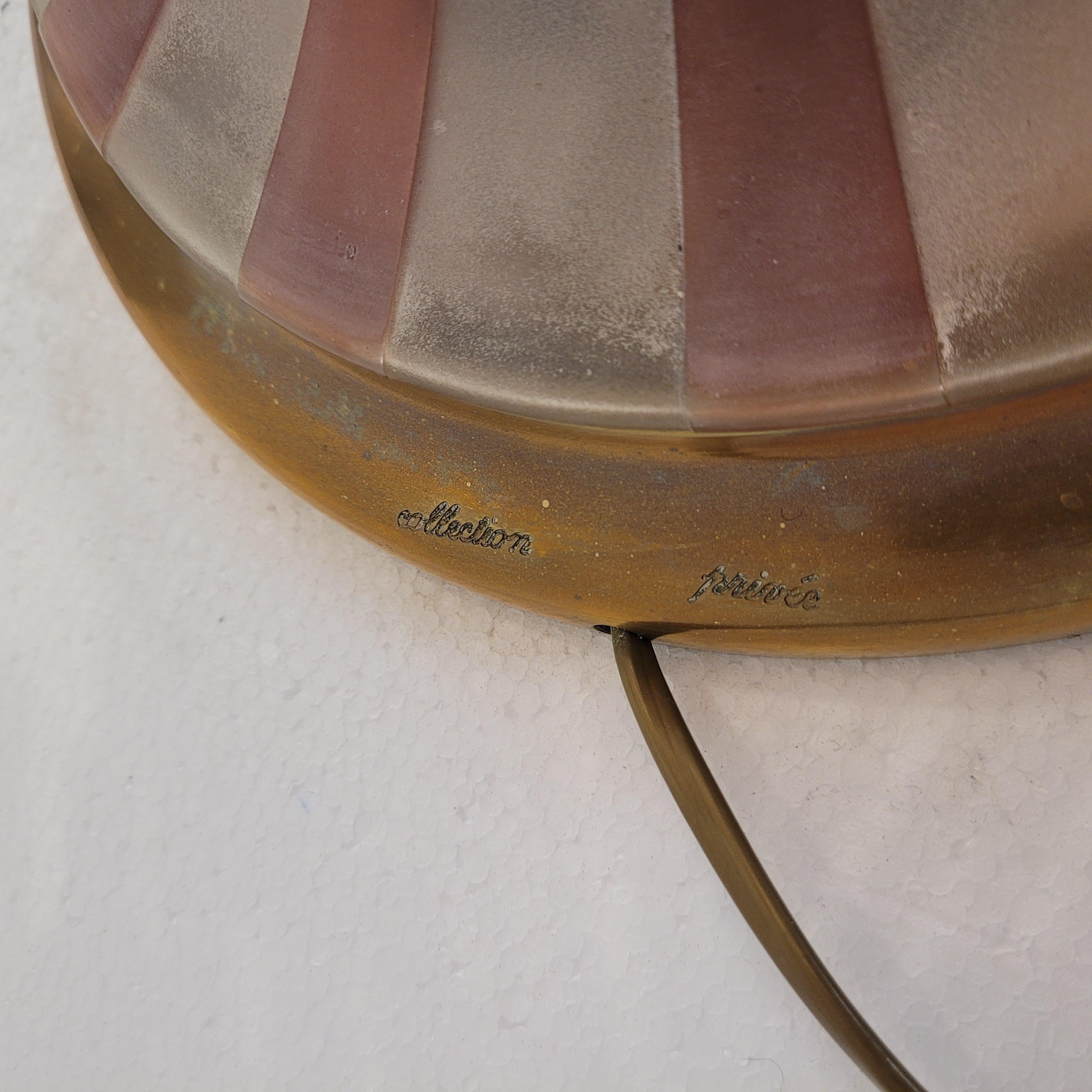 French Pink Vintage Suberville table lamp, Art Nouveau style, etched glass For Sale 12