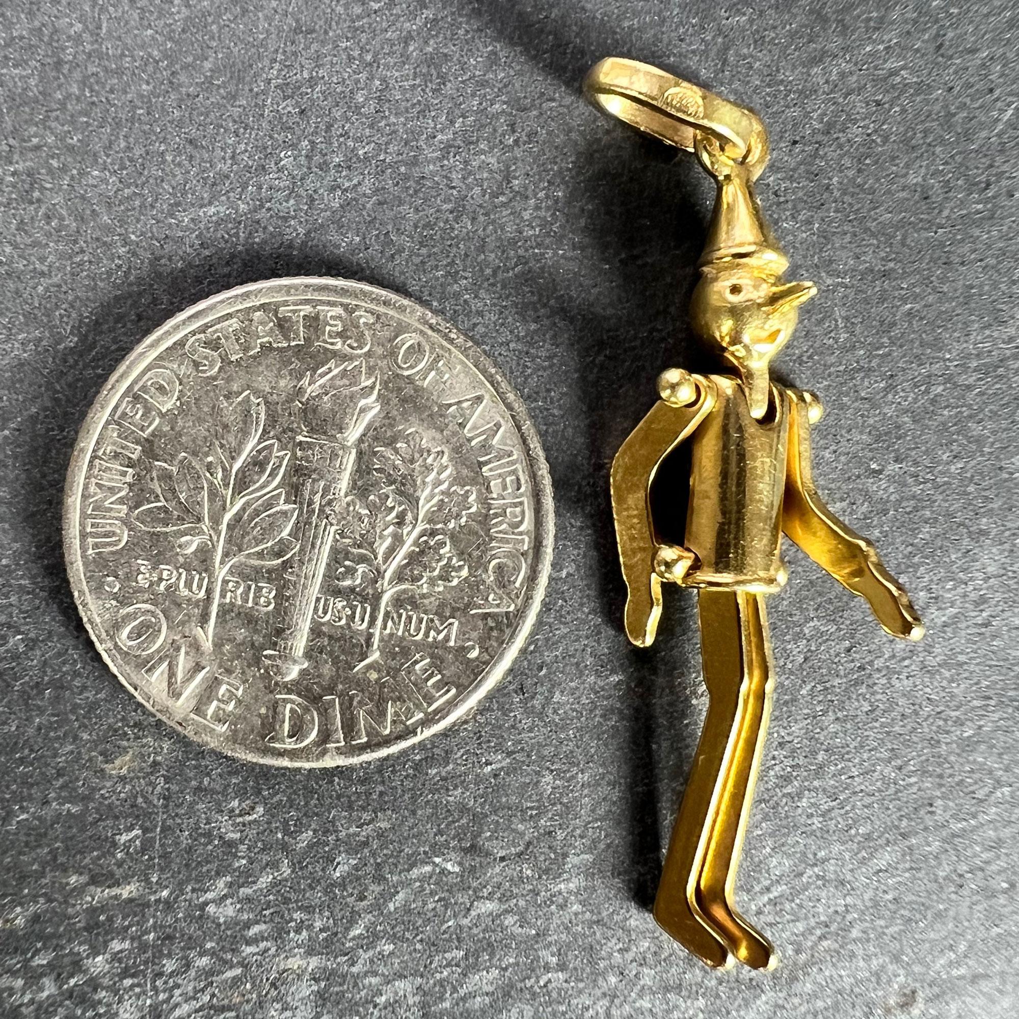 Ciondolo Charm in oro giallo 18 carati con Pinocchio Francese 6