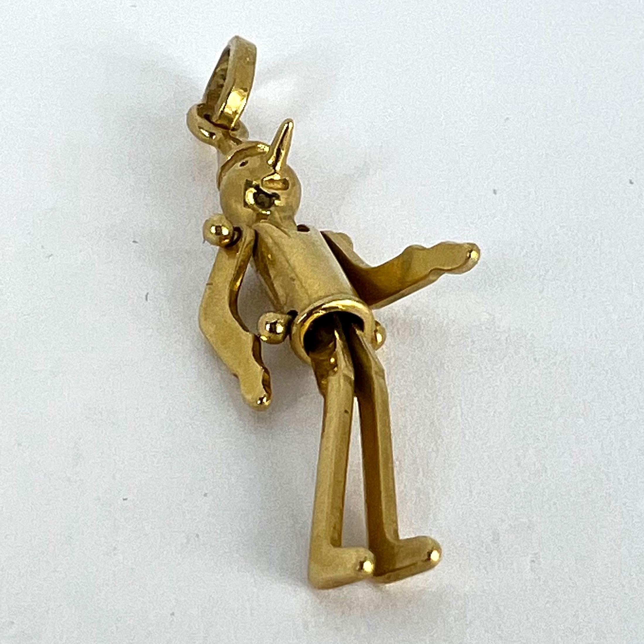 Ciondolo Charm in oro giallo 18 carati con Pinocchio Francese 9