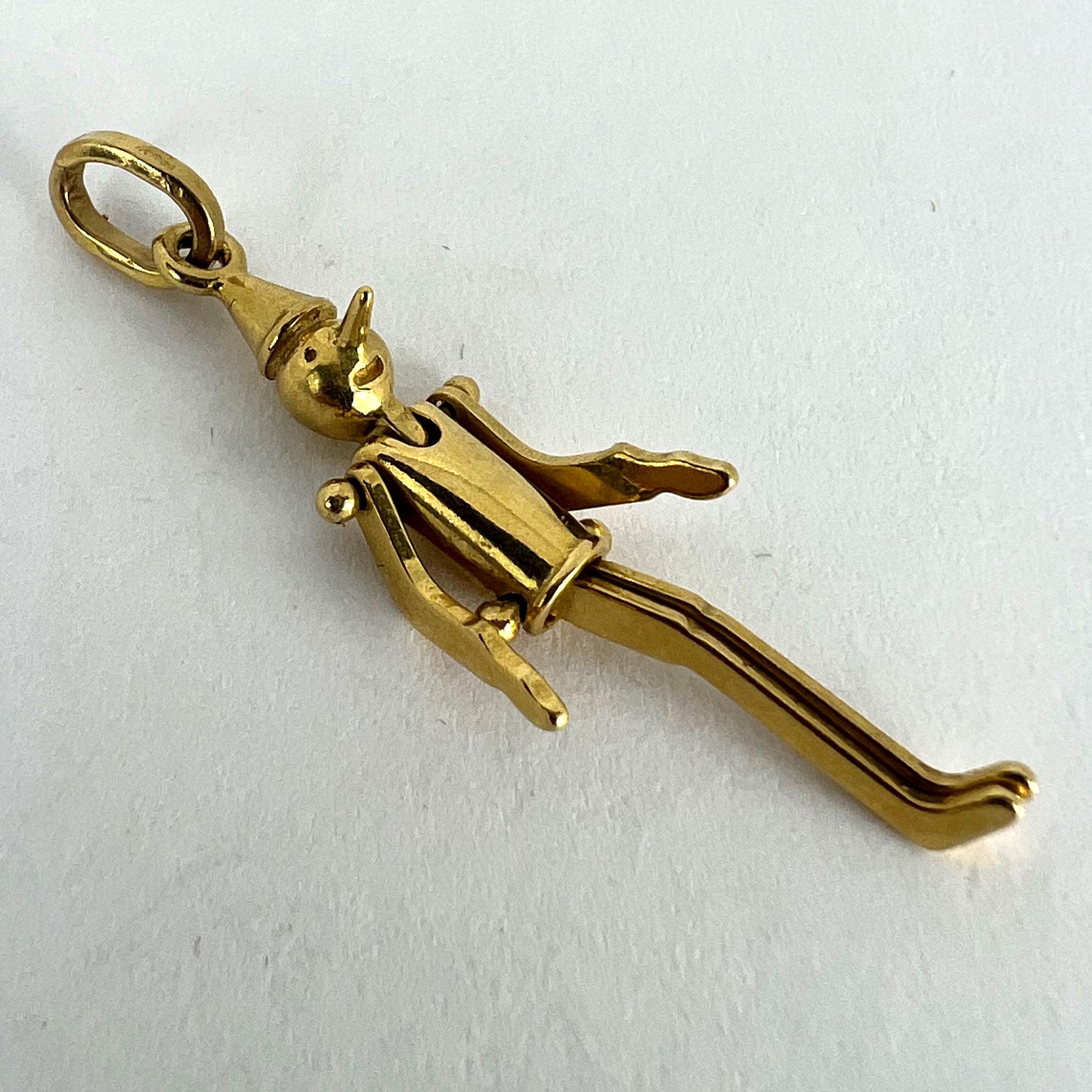 Ciondolo Charm in oro giallo 18 carati con Pinocchio Francese 11