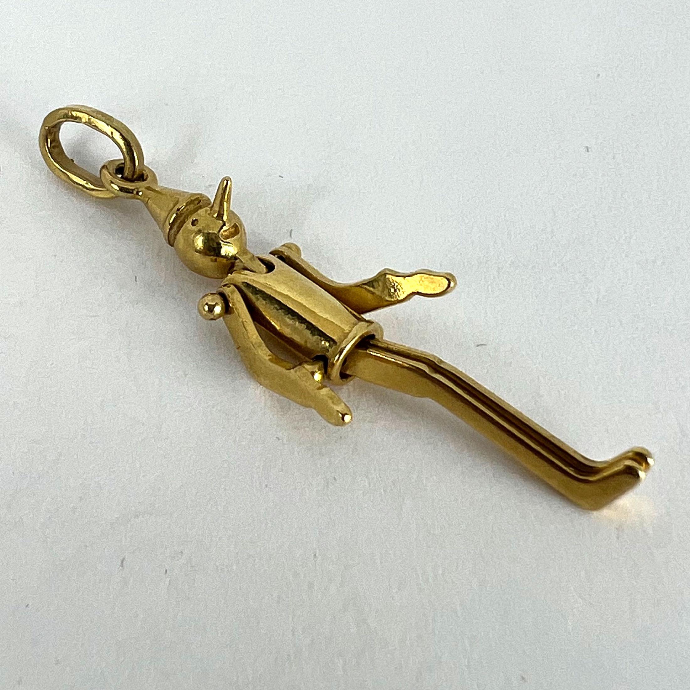 Ciondolo Charm in oro giallo 18 carati con Pinocchio Francese 12