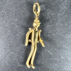 French Pinocchio Peg Doll 18K Yellow Gold Charm Pendant