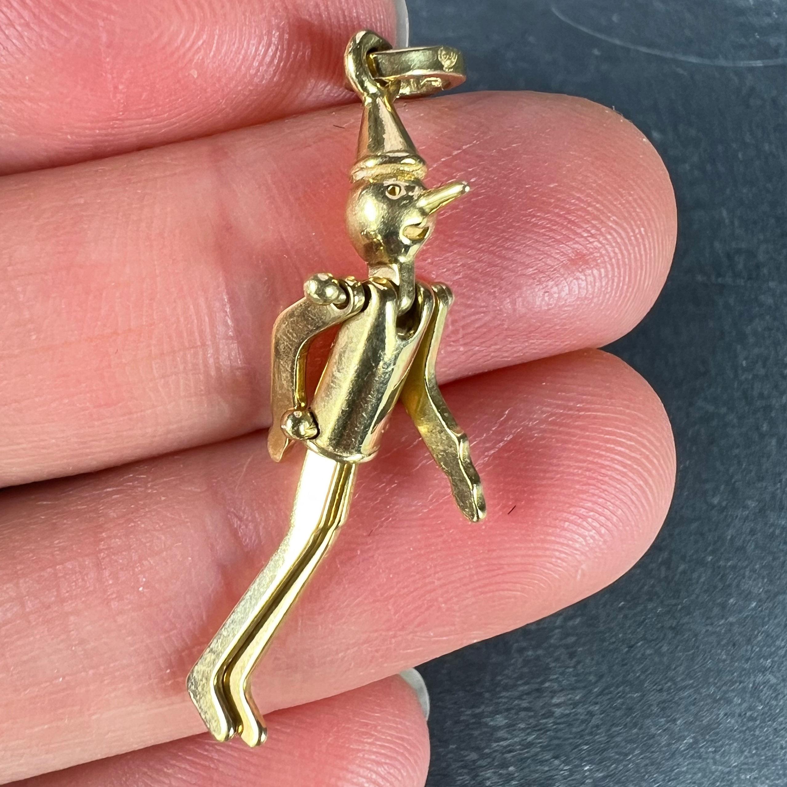 Ciondolo Charm in oro giallo 18 carati con Pinocchio Francese 1