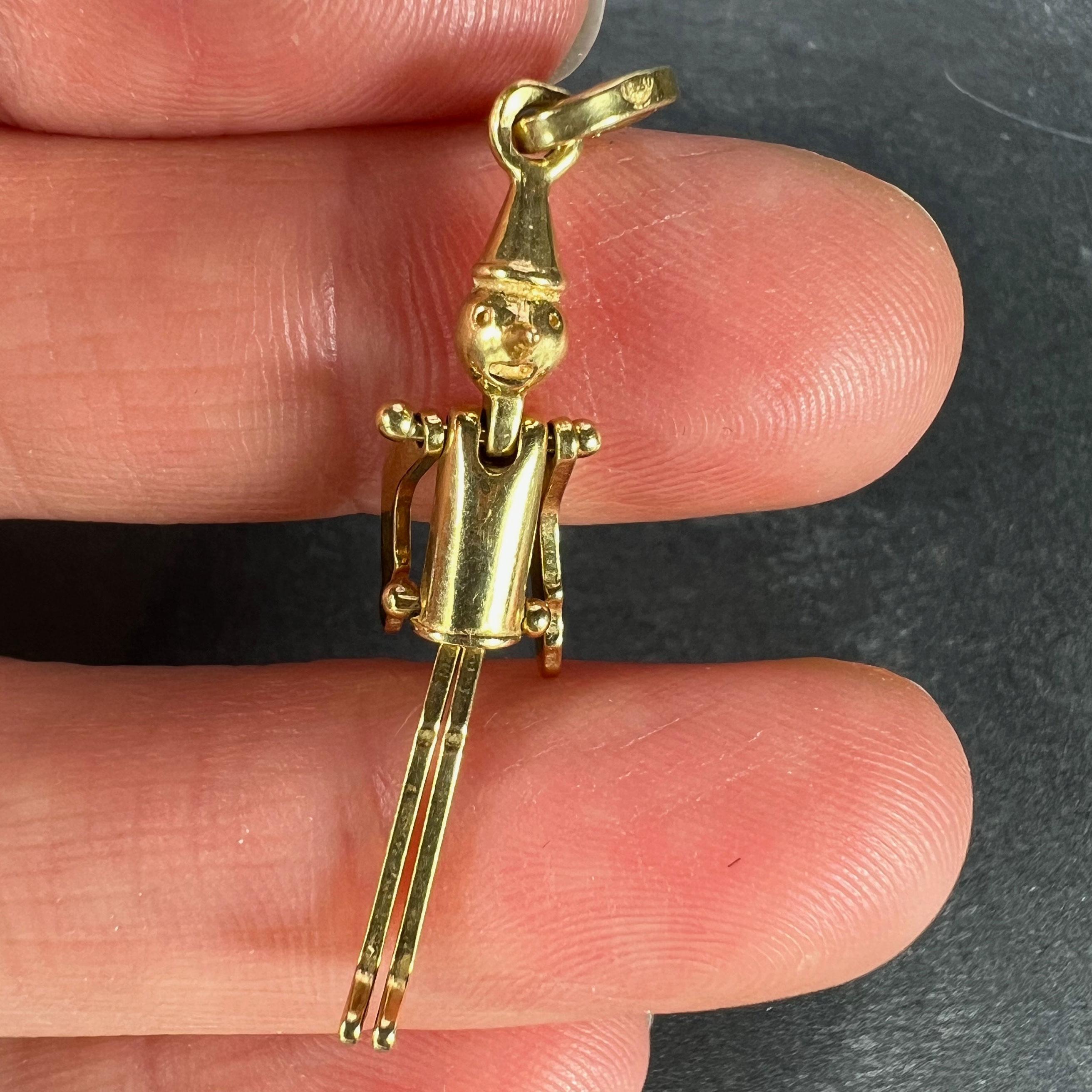 Ciondolo Charm in oro giallo 18 carati con Pinocchio Francese 2