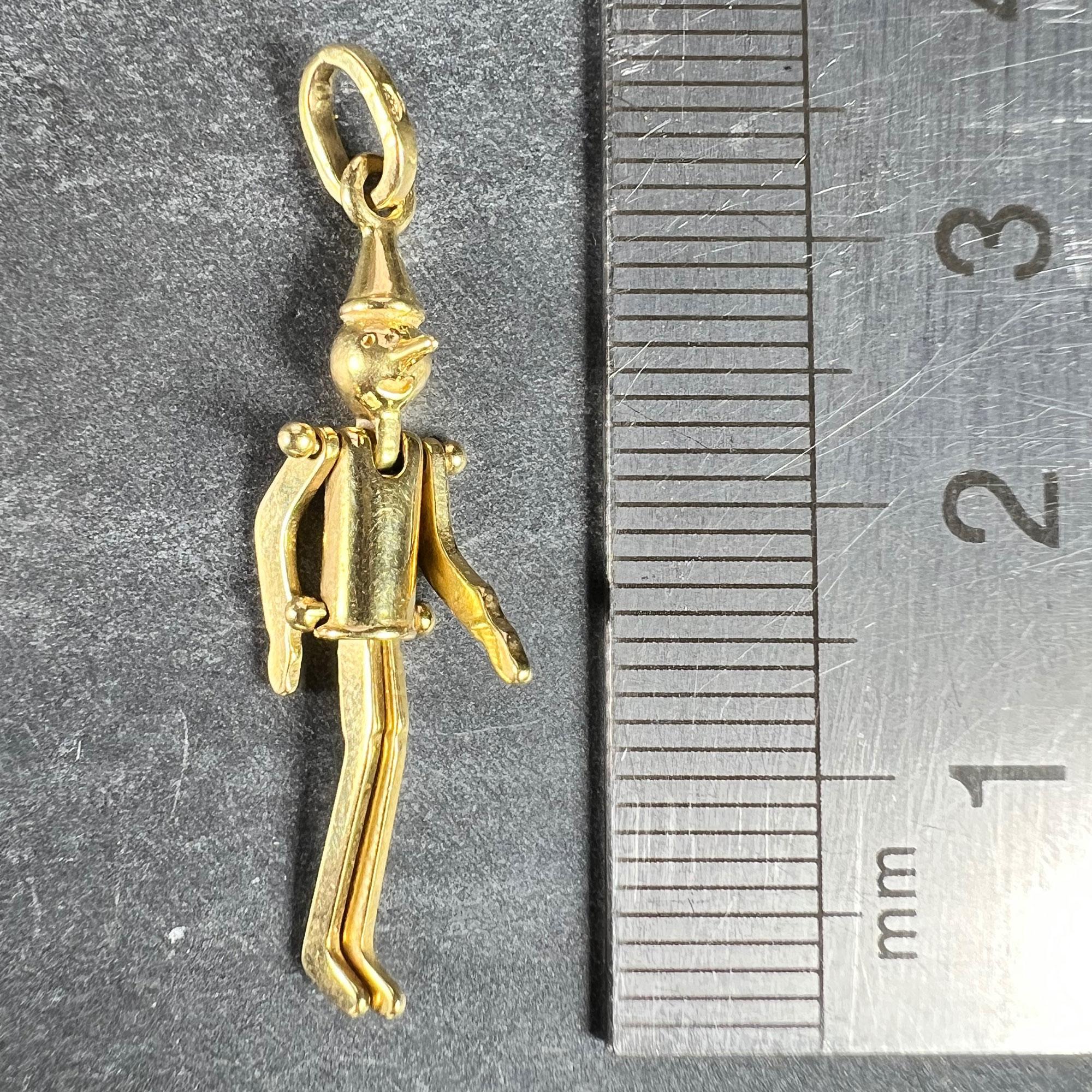 Ciondolo Charm in oro giallo 18 carati con Pinocchio Francese 5