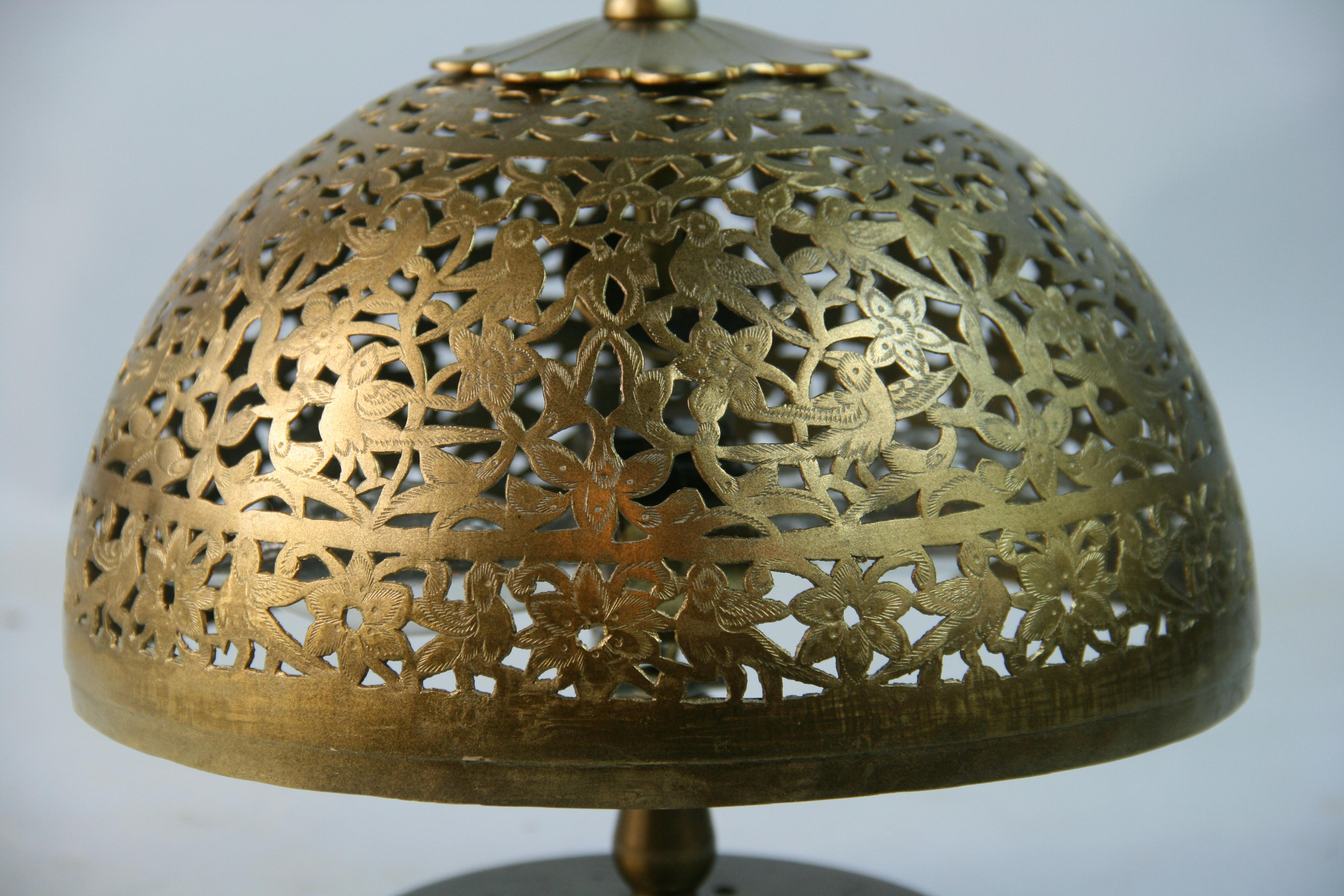 French Pireced Brass Flush Mount In Good Condition For Sale In Douglas Manor, NY