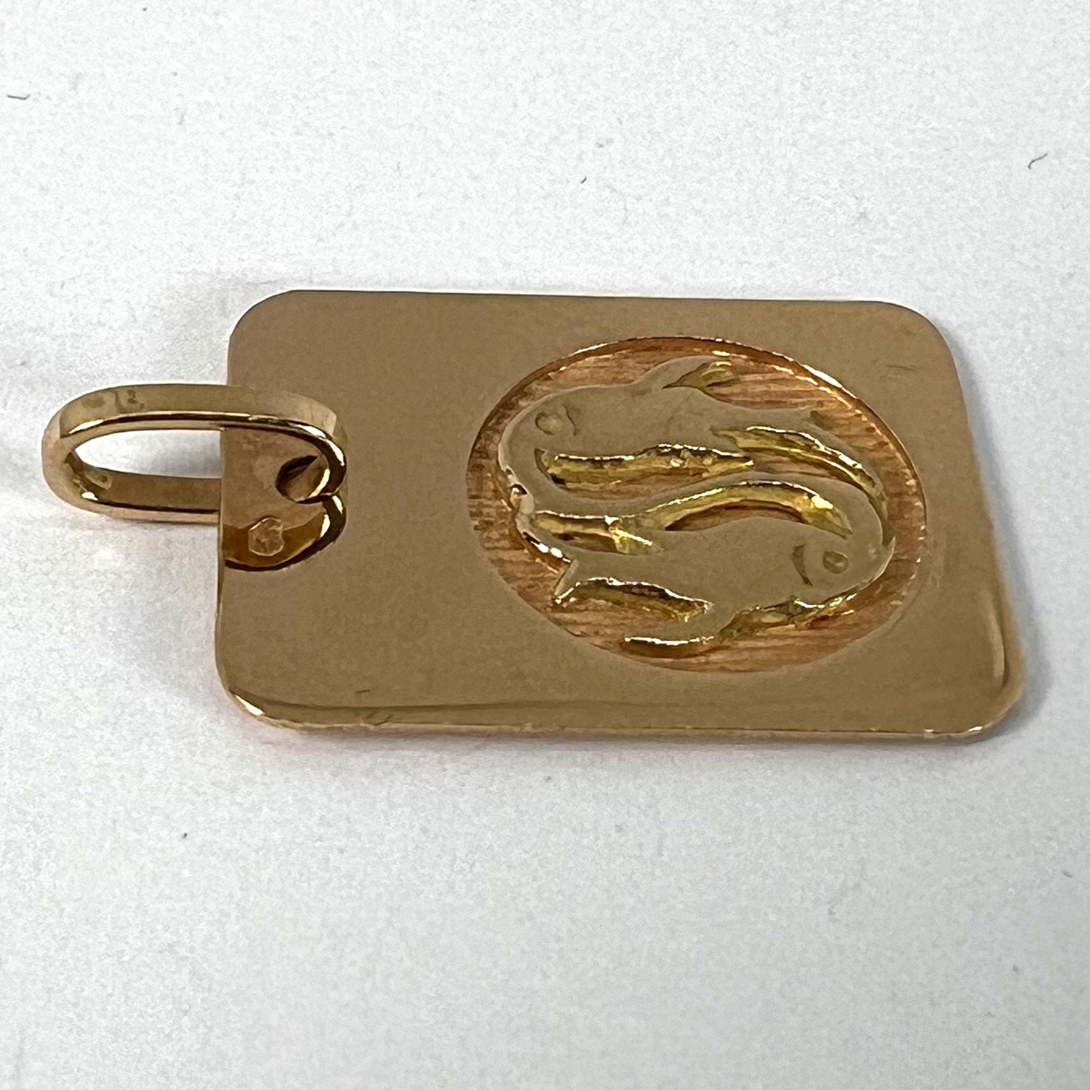 Colgante Medalla Encanto Zodiaco Piscis Francés Oro Amarillo 18K en venta 11